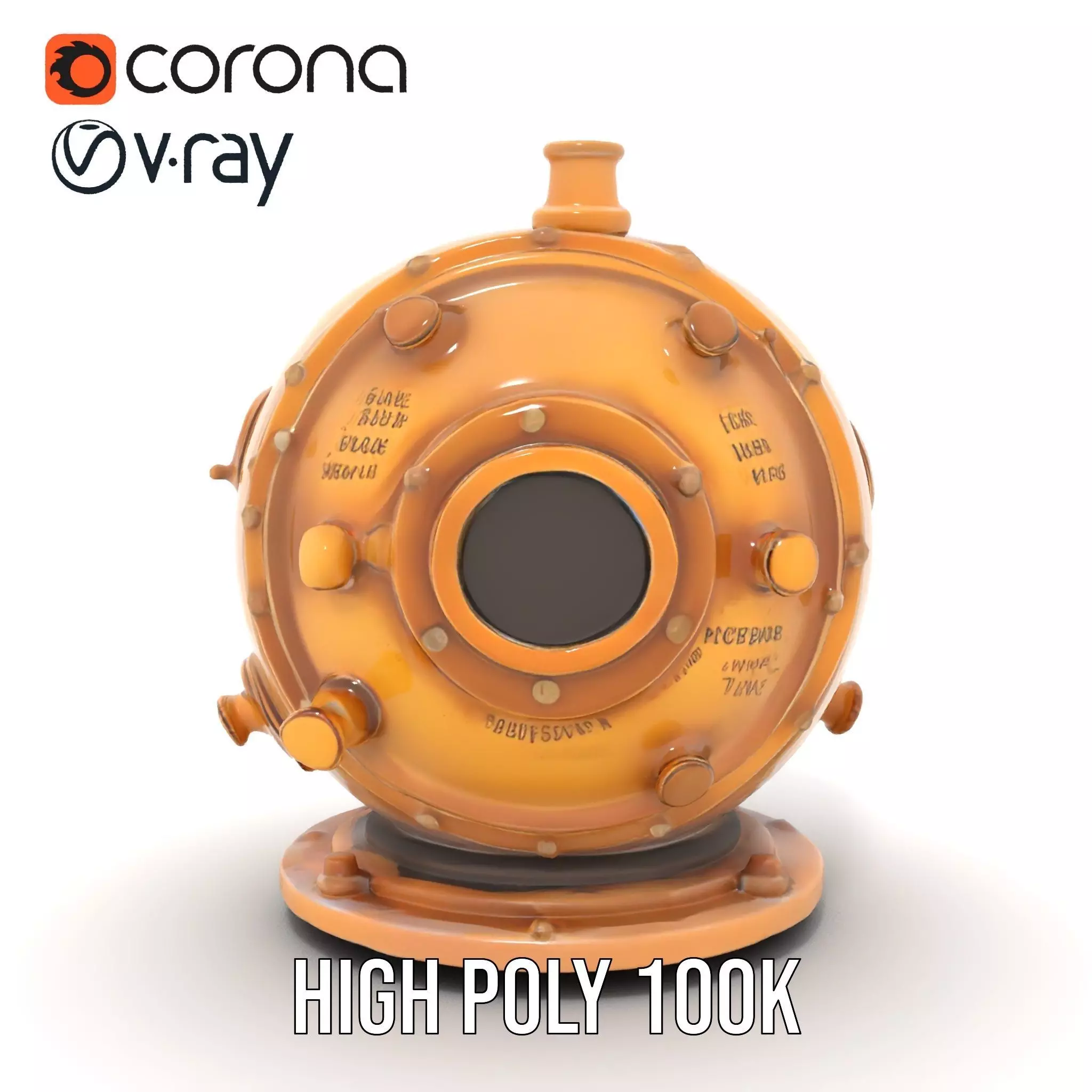 Bronze Diver Helmet model pack Low-poly 3D model_23