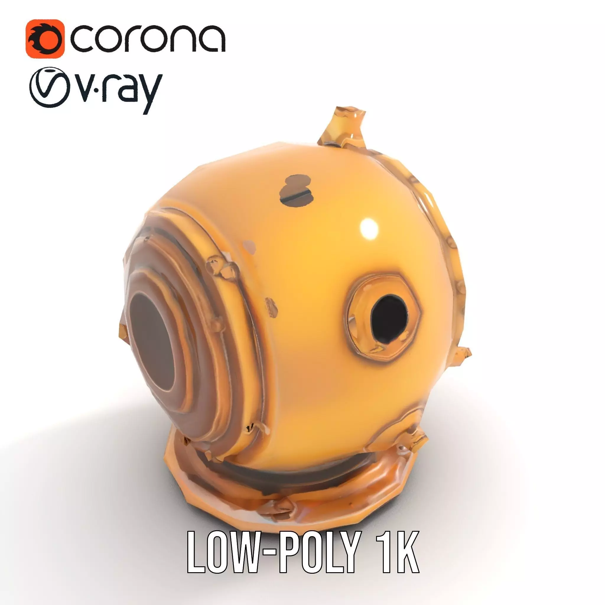 Bronze Diver Helmet model pack Low-poly 3D model_14