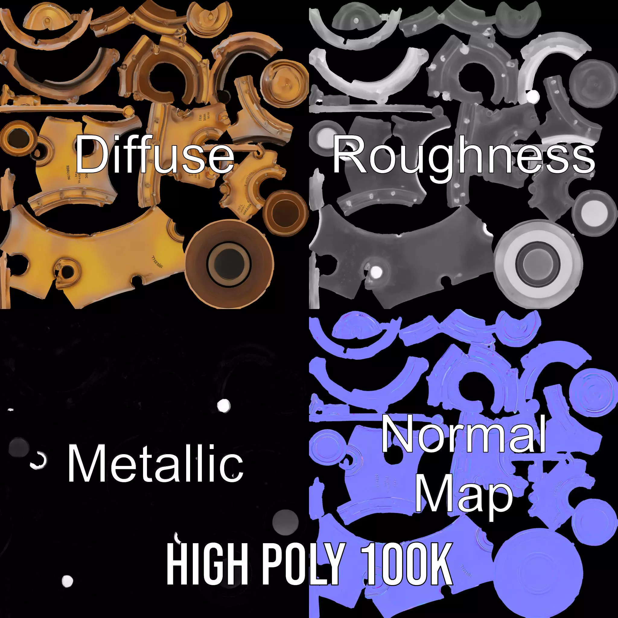 Bronze Diver Helmet model pack Low-poly 3D model_3