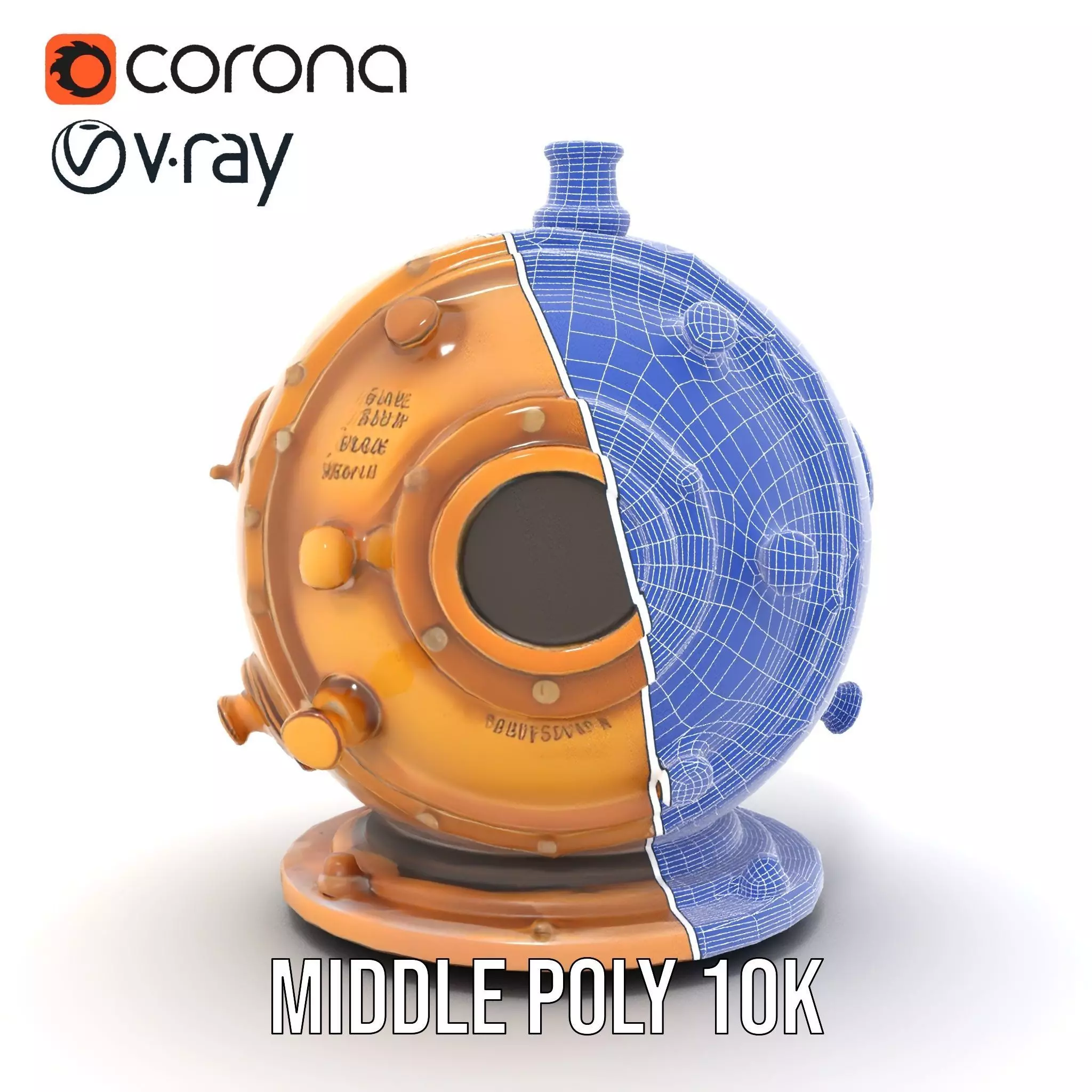 Bronze Diver Helmet model pack Low-poly 3D model_24