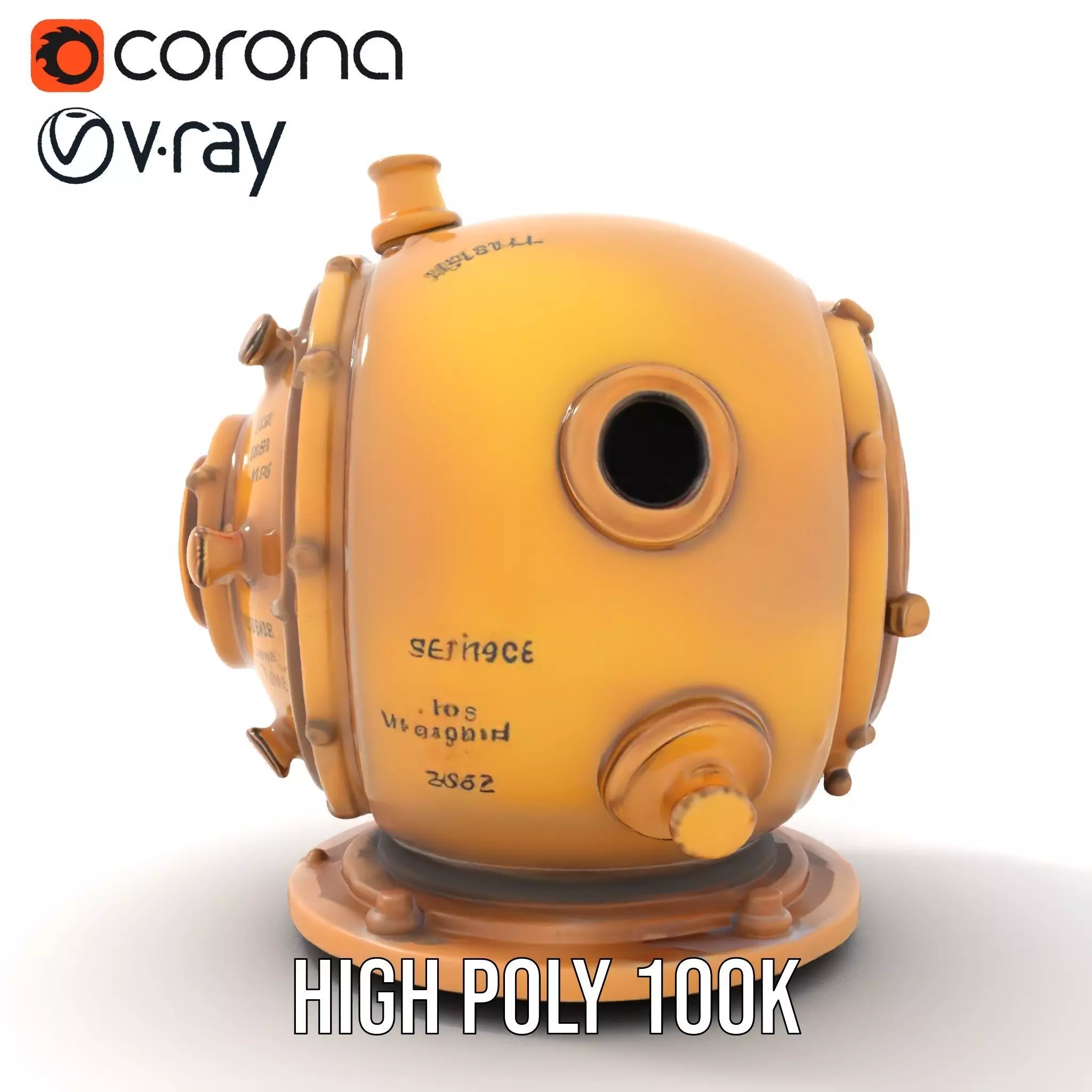 Bronze Diver Helmet model pack Low-poly 3D model_32