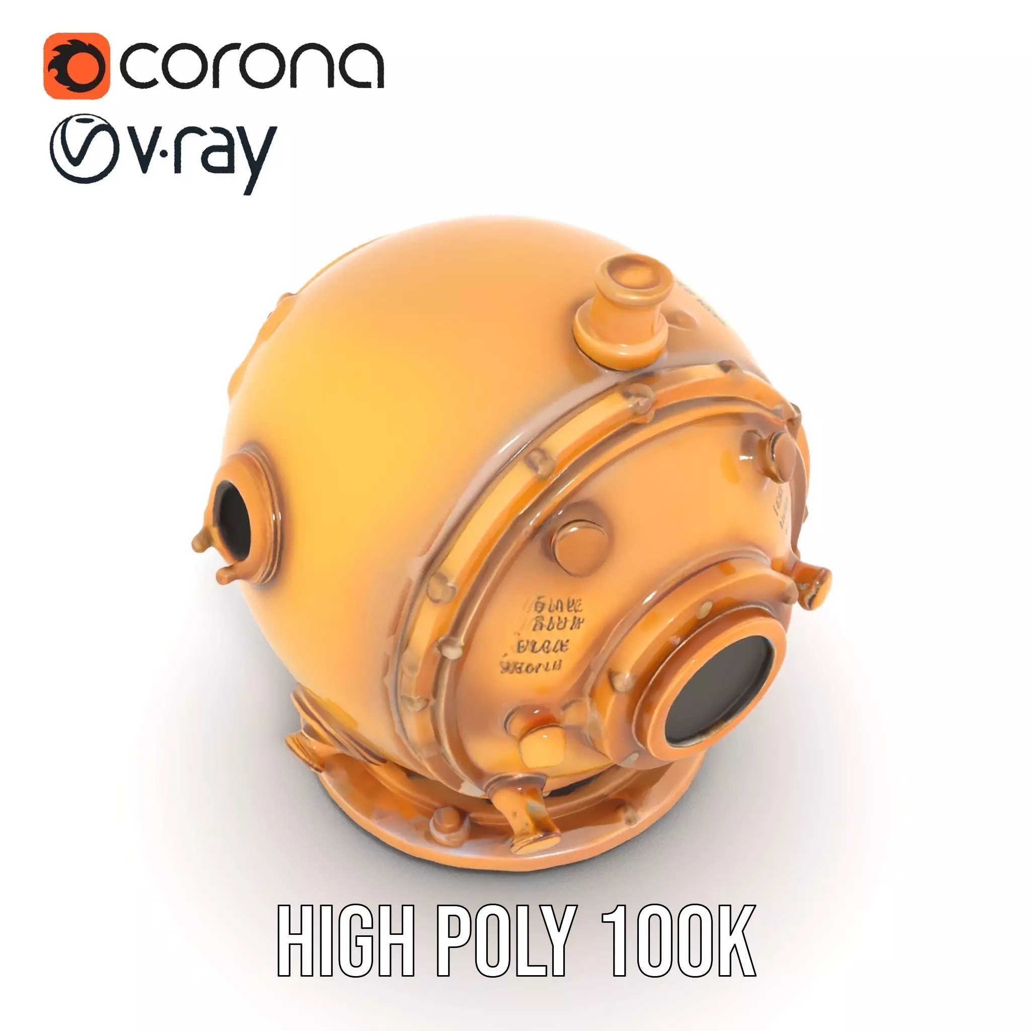 Bronze Diver Helmet model pack Low-poly 3D model_15