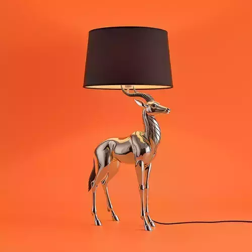 Antelope Sculptural Table Lamp  Chrome Finish