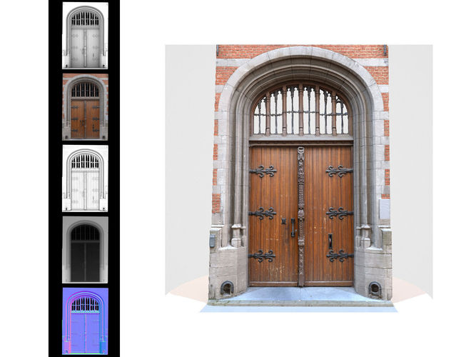 Door Wood Historic Rounded Low-poly 3D model