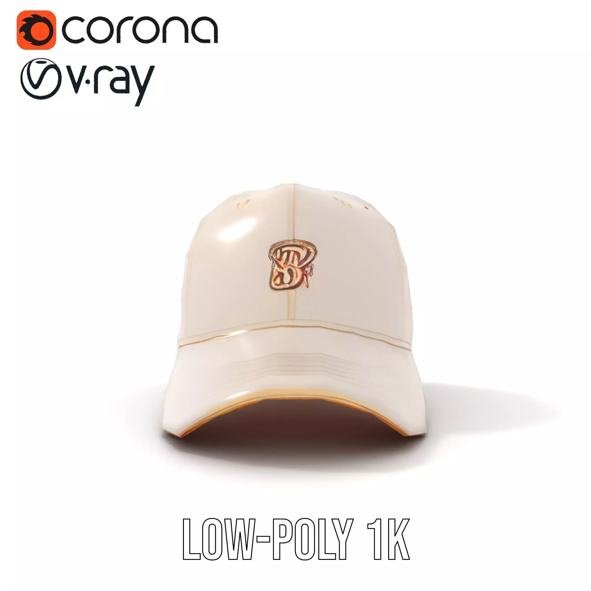 Stylish Beige Cap model pack Low-poly 3D model_9