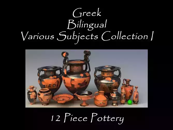 Greek Bilingual Various Subjects Col I 12 Piece Pottery