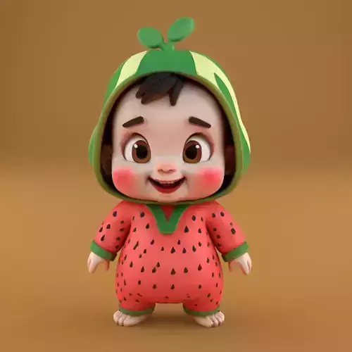 Cute Watermelon Baby 3D Print STL