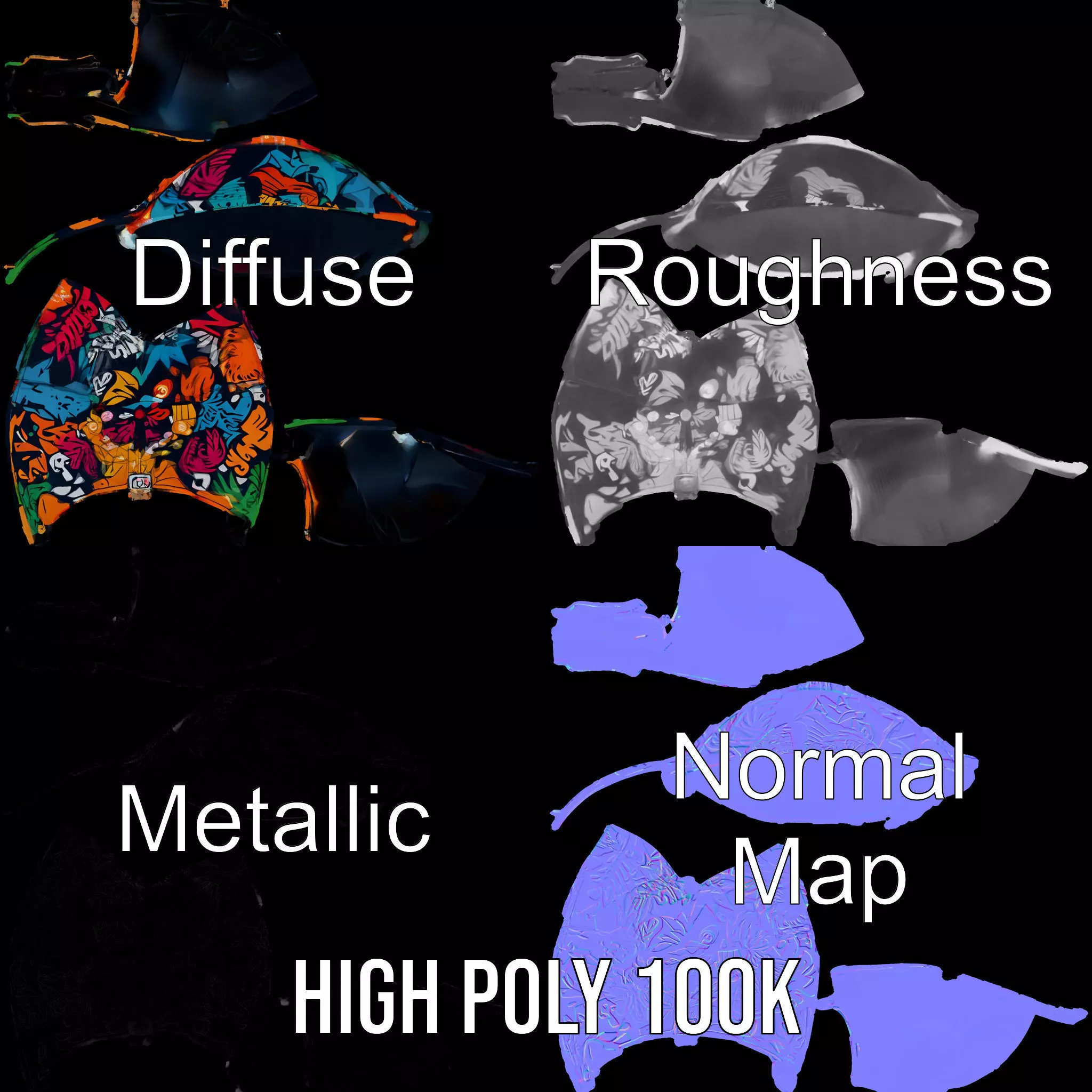 Vivid Graffiti Cap model pack Low-poly 3D model_3