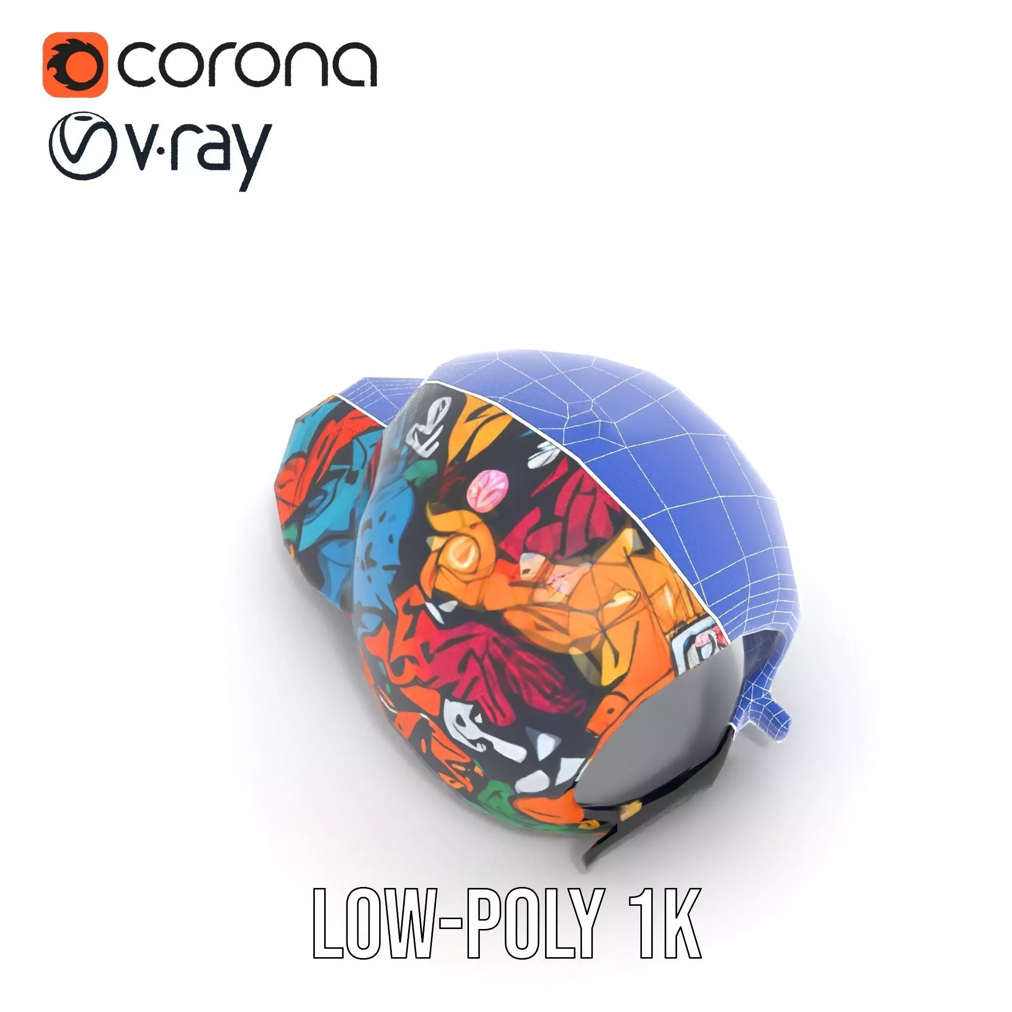 Vivid Graffiti Cap model pack Low-poly 3D model_14