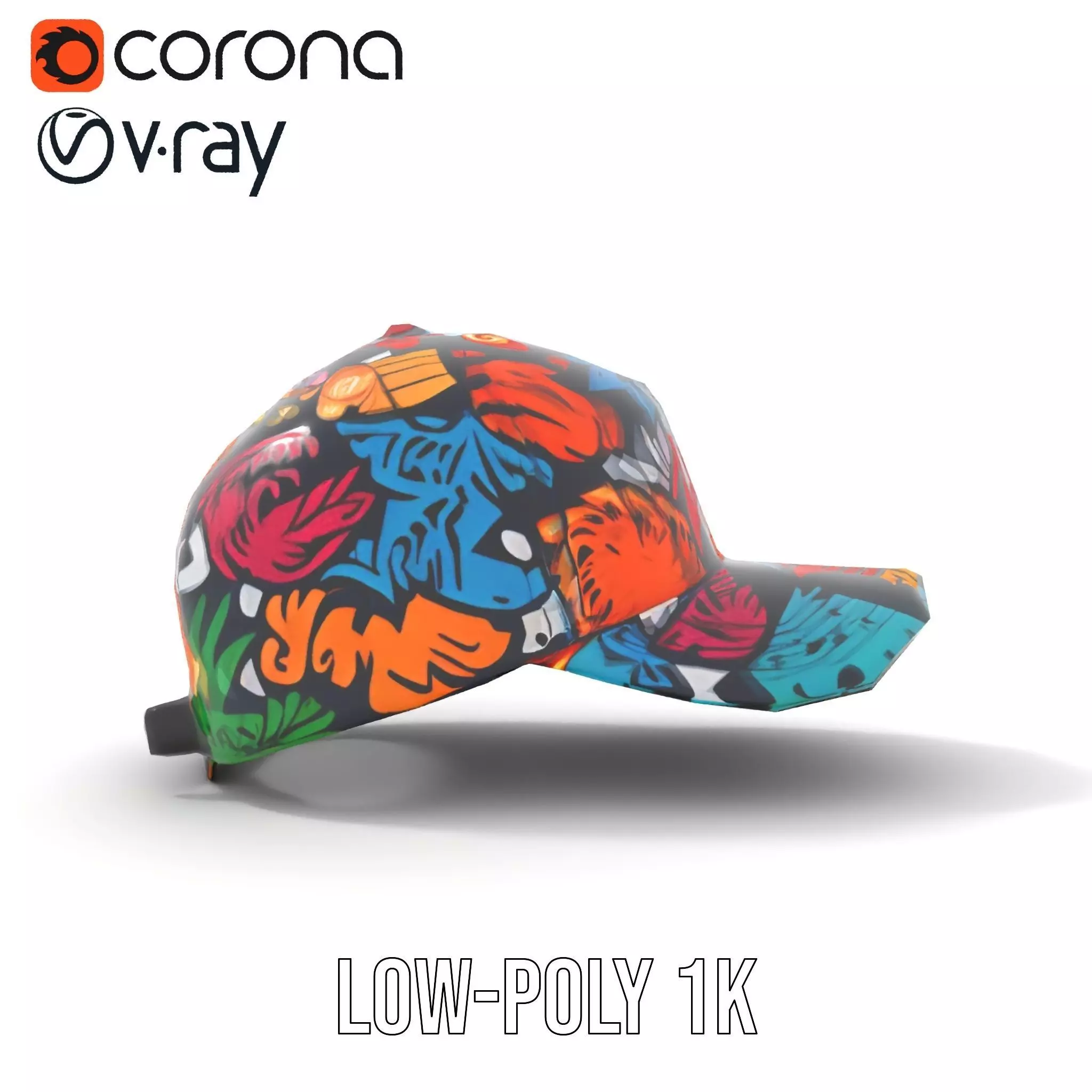 Vivid Graffiti Cap model pack Low-poly 3D model_24