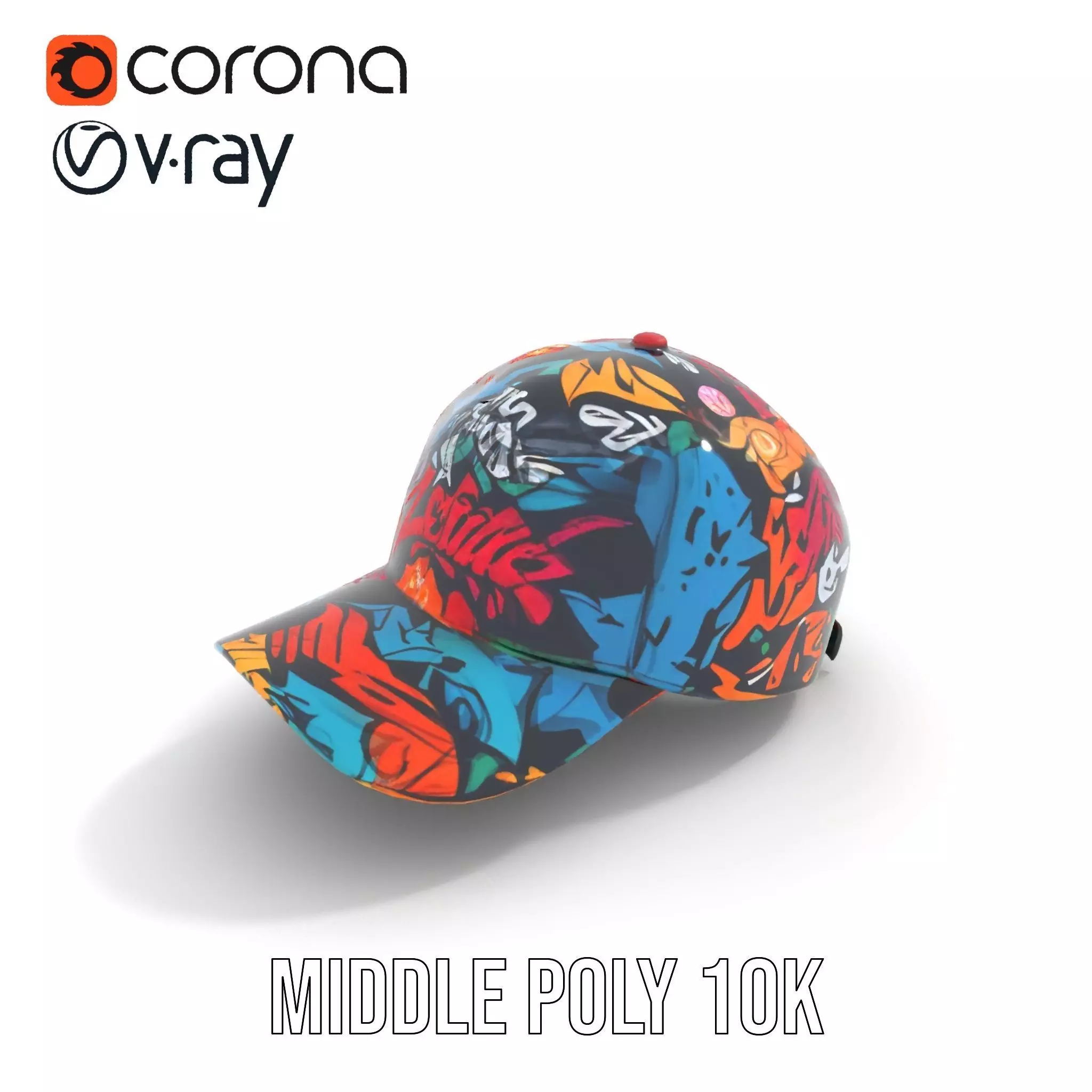 Vivid Graffiti Cap model pack Low-poly 3D model_5