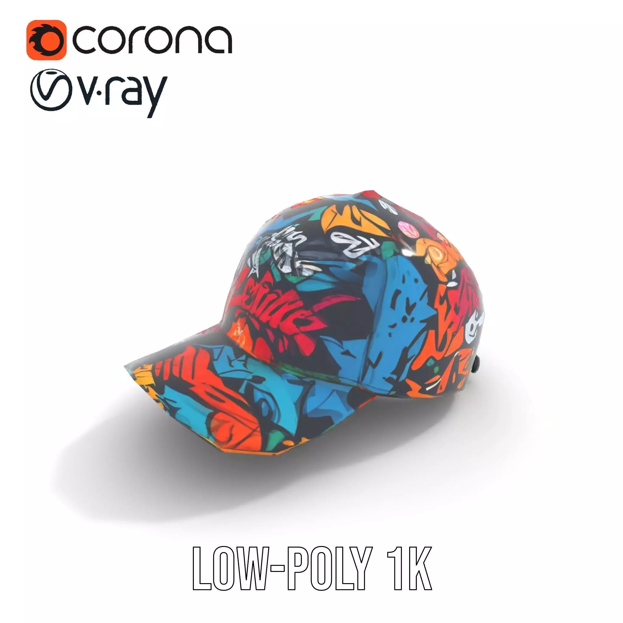 Vivid Graffiti Cap model pack Low-poly 3D model_16