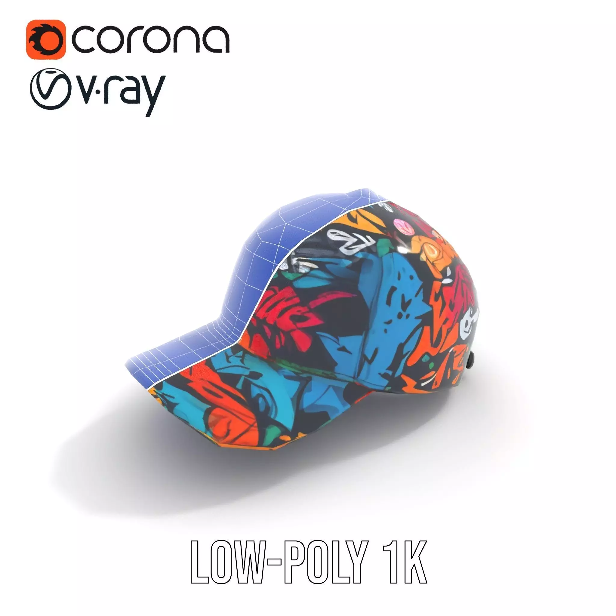 Vivid Graffiti Cap model pack Low-poly 3D model_12