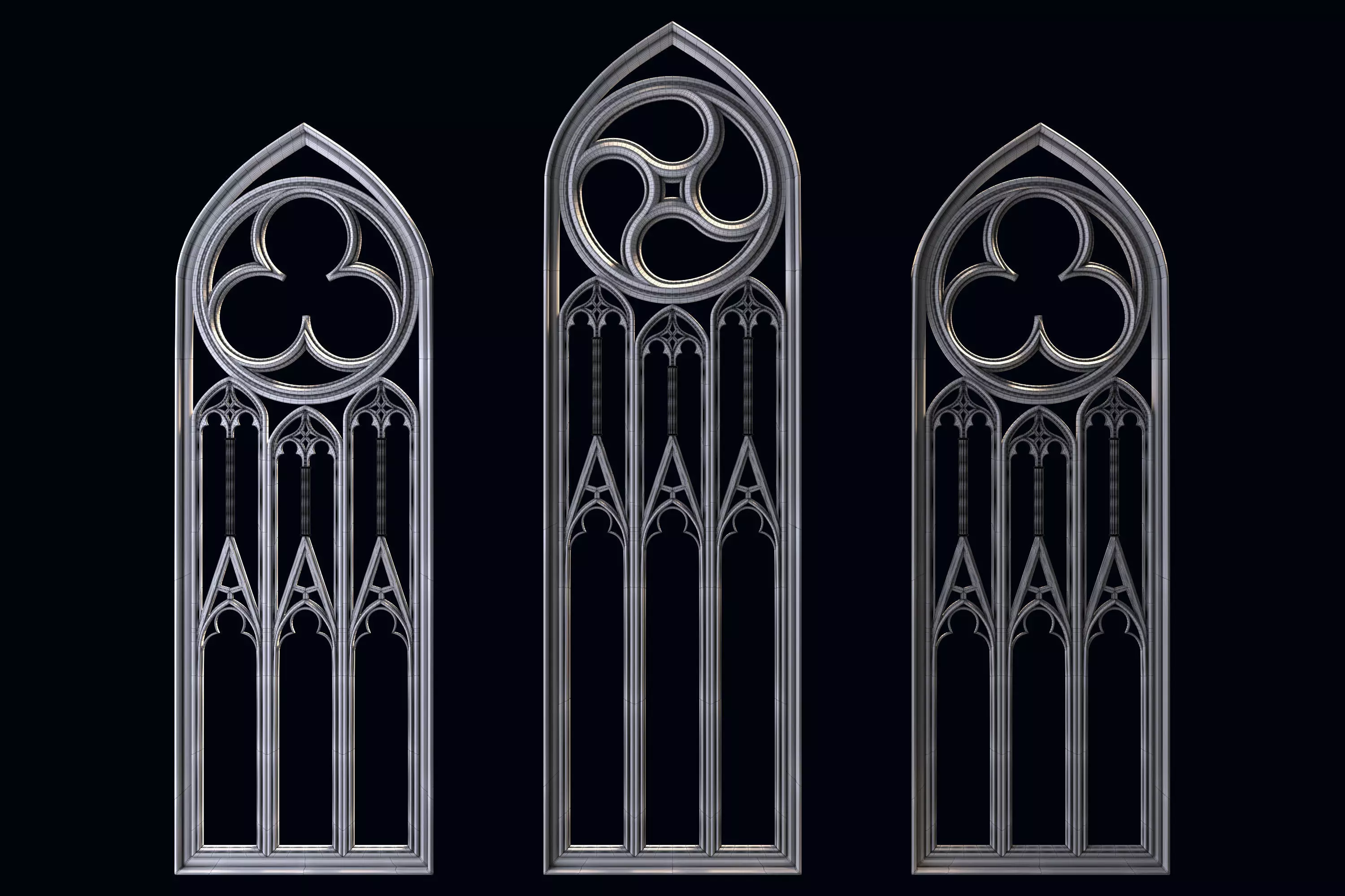 Medieval arch gothic portal 3D model_10