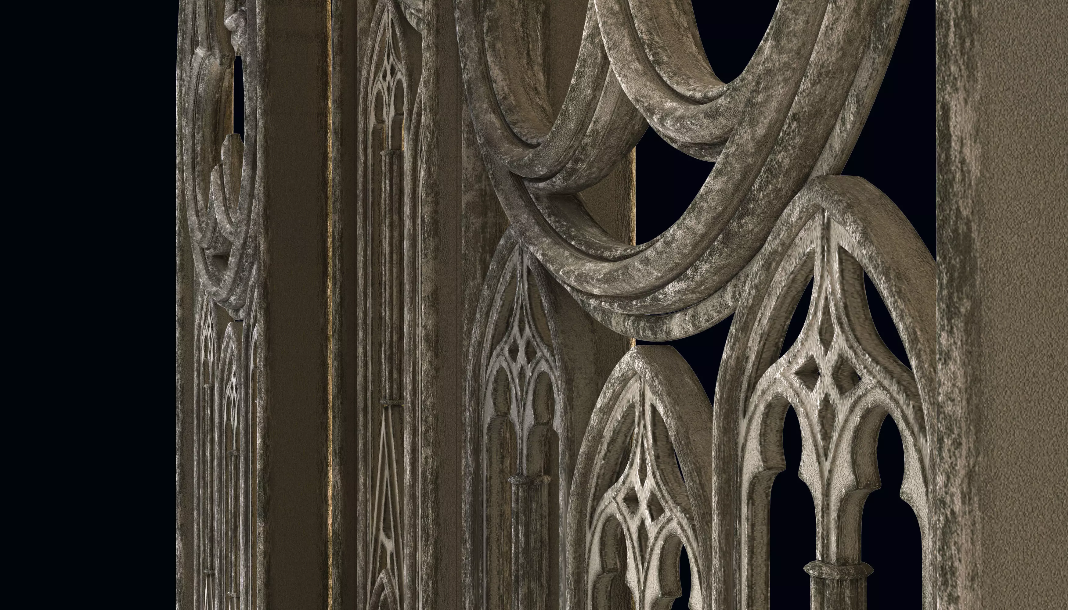 Medieval arch gothic portal 3D model_7