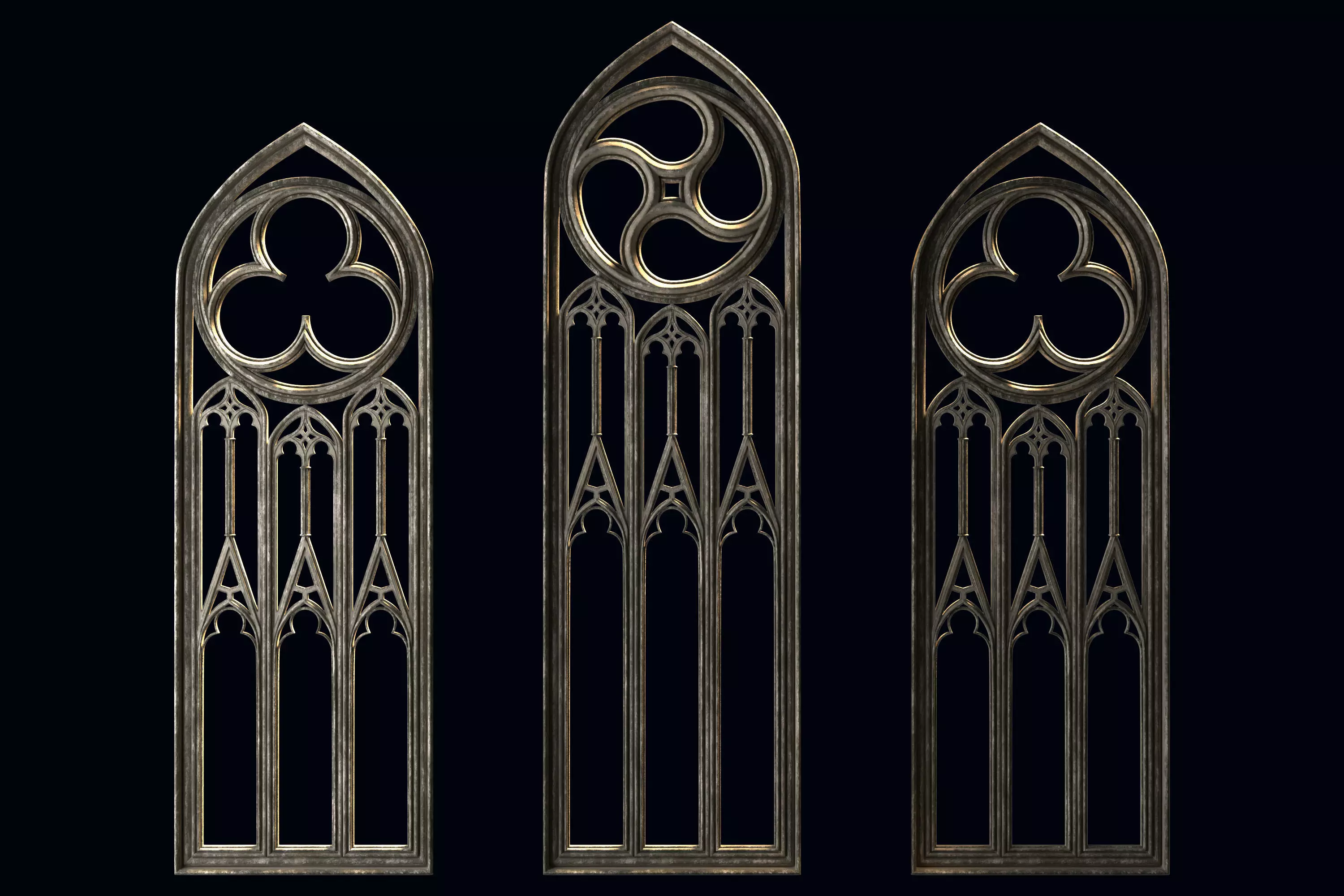 Medieval arch gothic portal 3D model_1