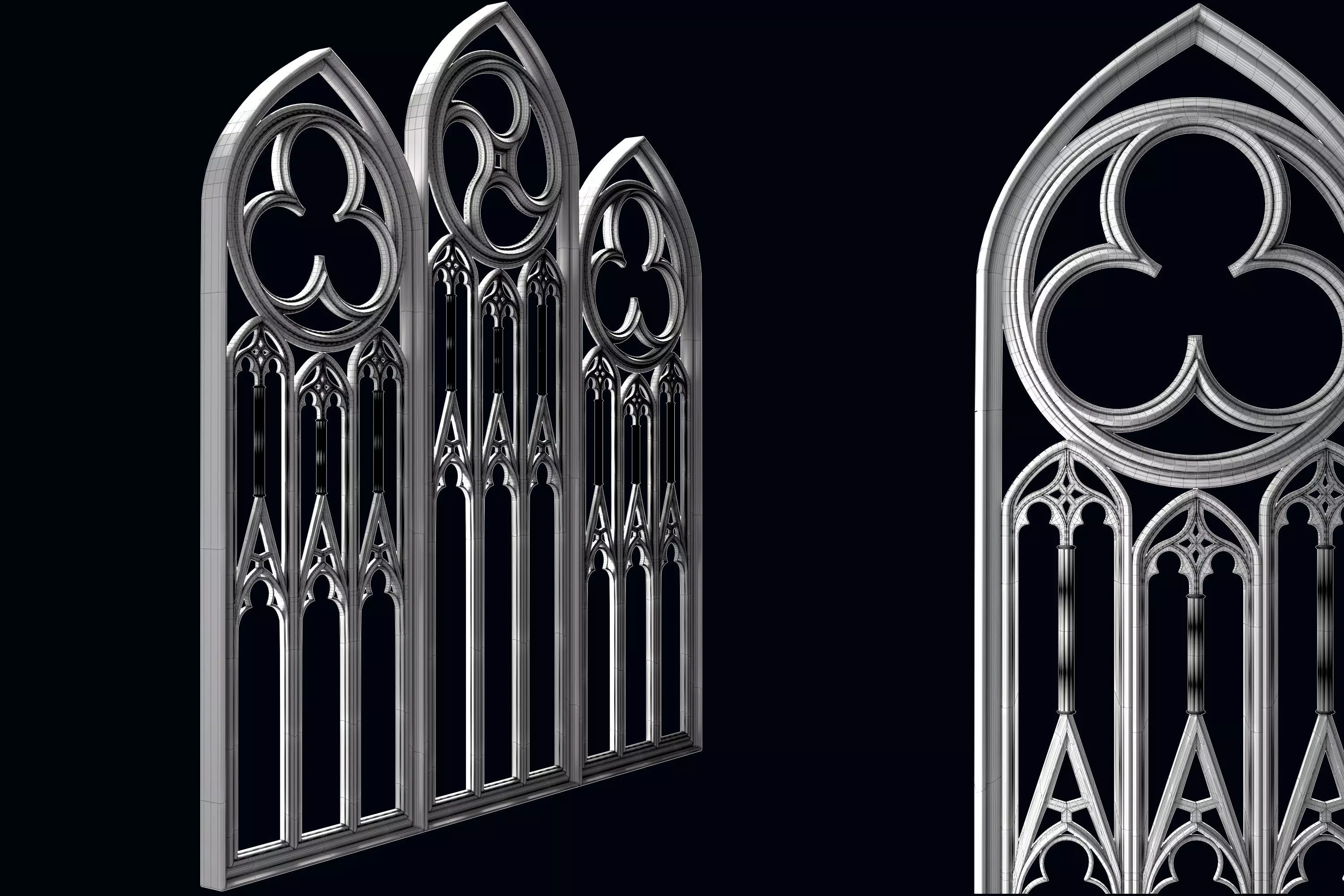 Medieval arch gothic portal 3D model_11