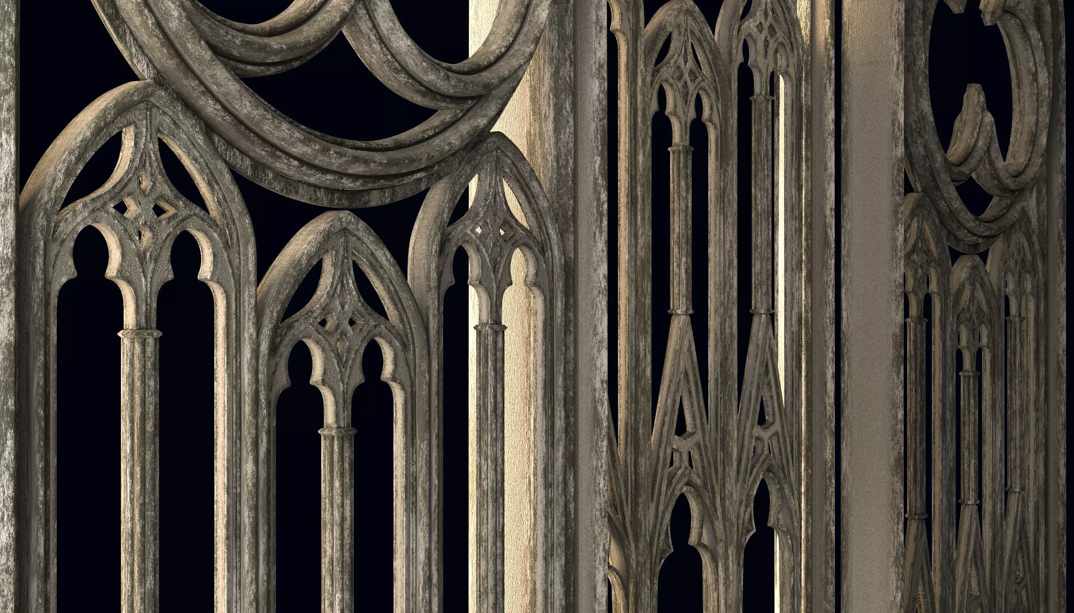 Medieval arch gothic portal 3D model_6
