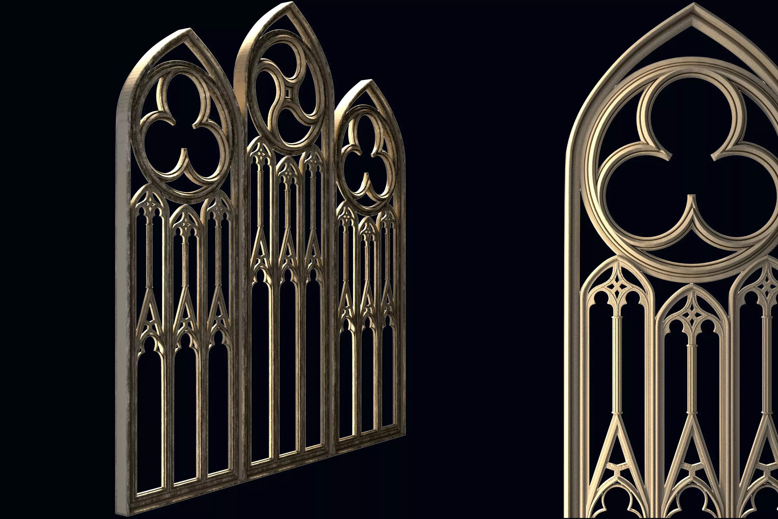 Medieval arch gothic portal 3D model_2