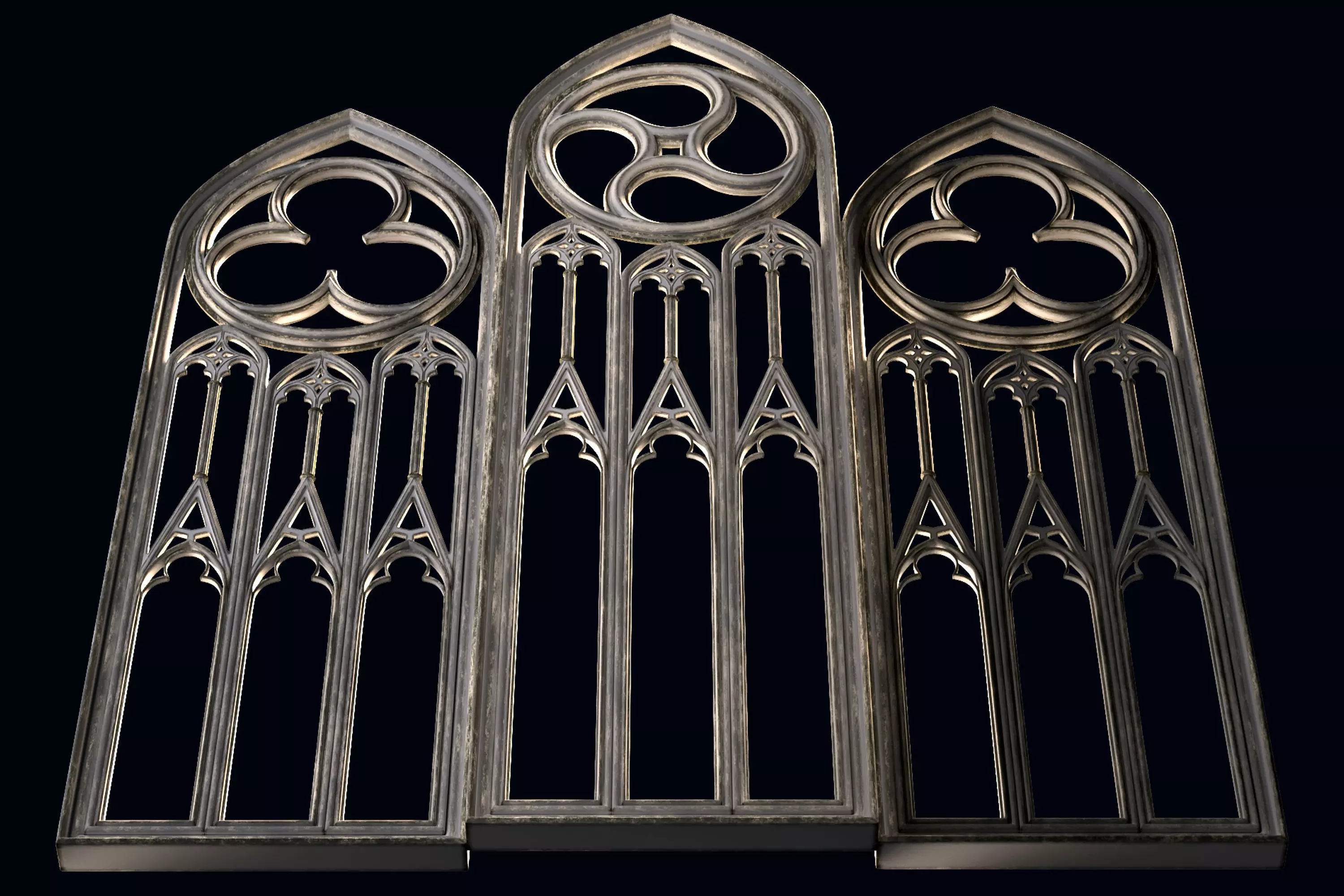 Medieval arch gothic portal 3D model_4