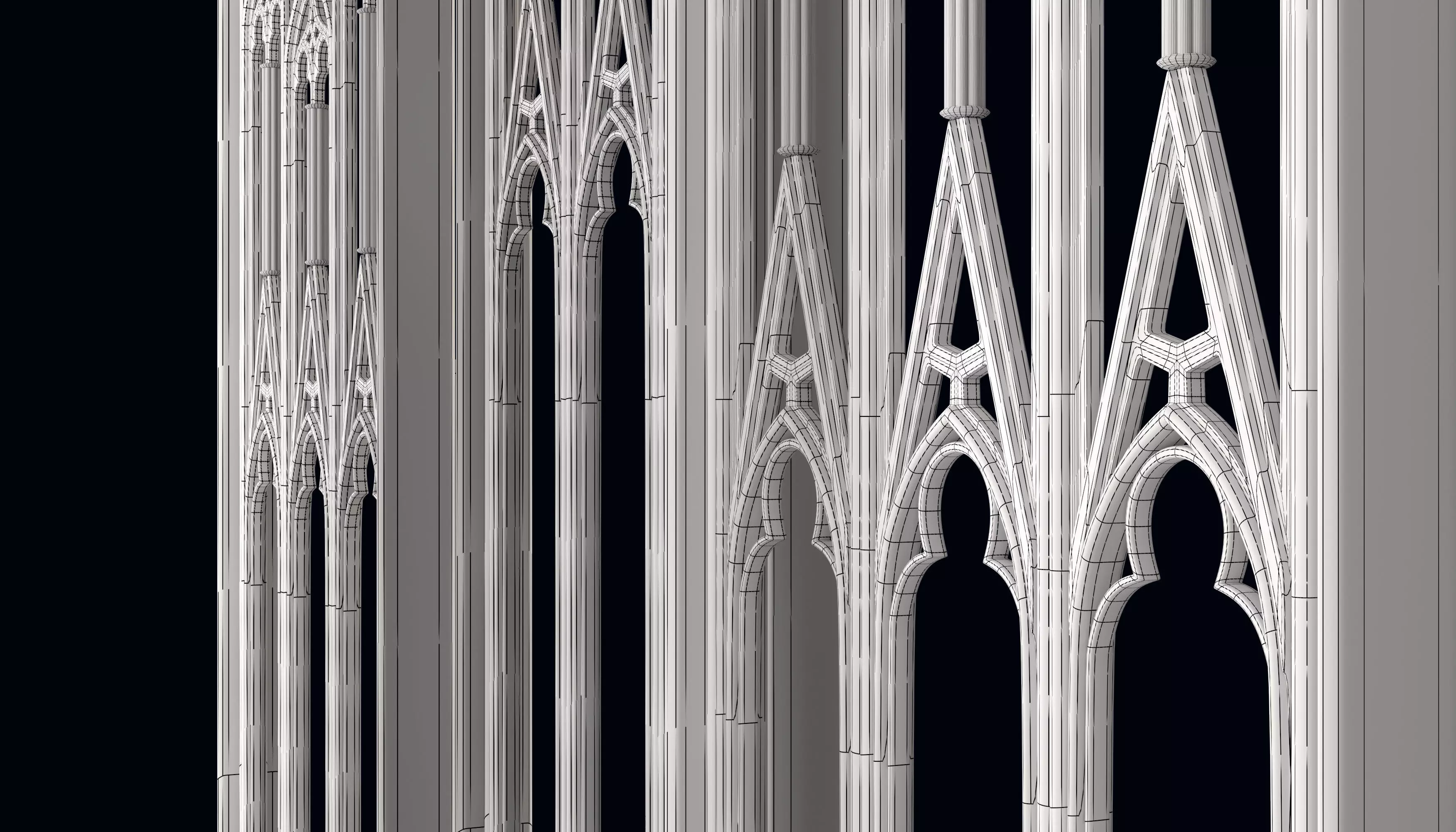 Medieval arch gothic portal 3D model_12