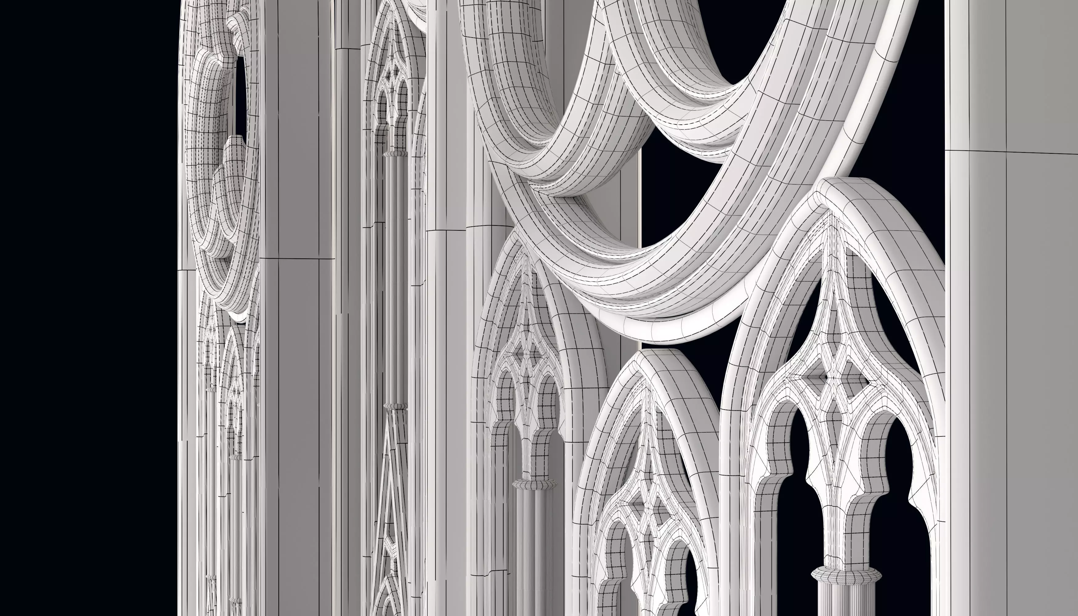 Medieval arch gothic portal 3D model_13