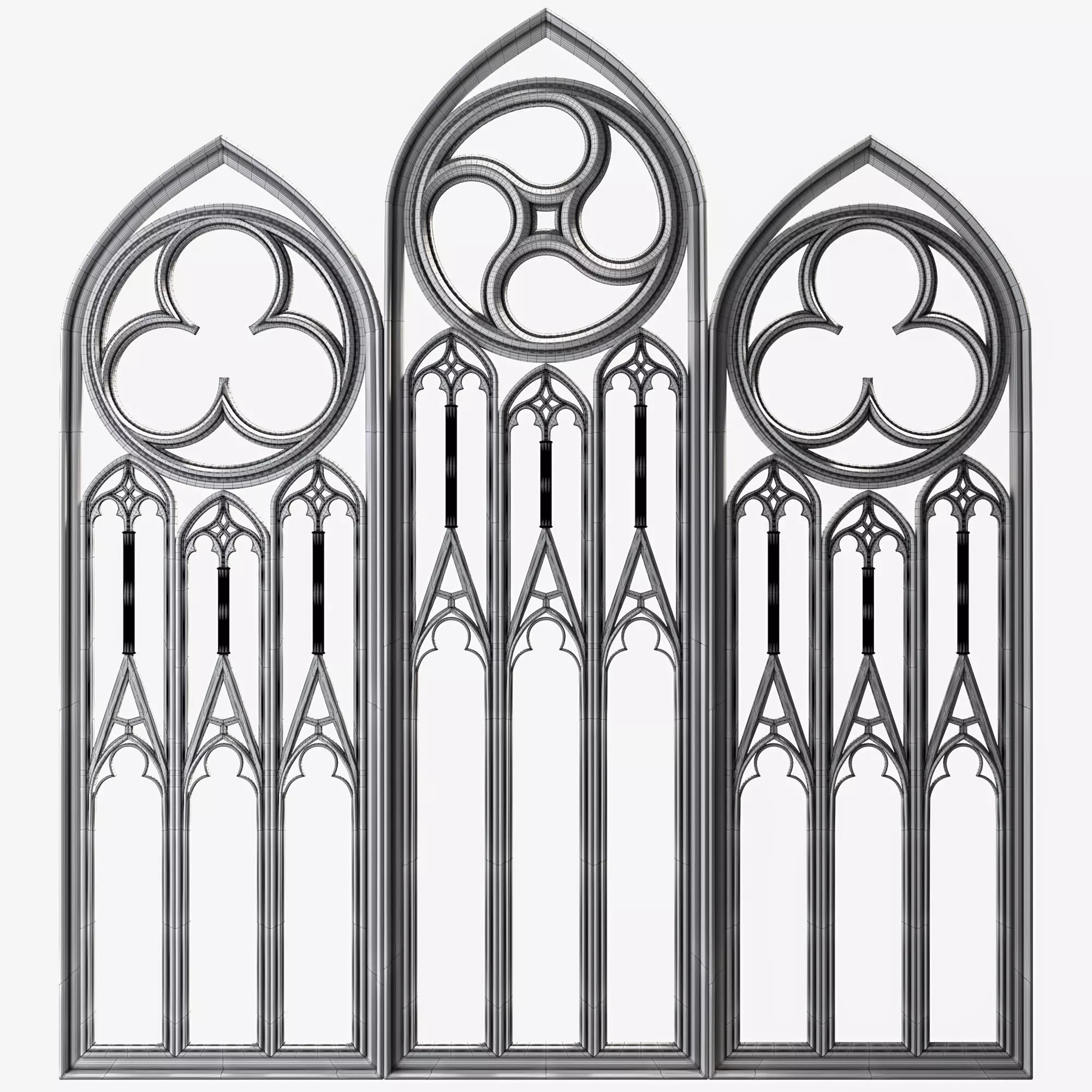 Medieval arch gothic portal 3D model_15