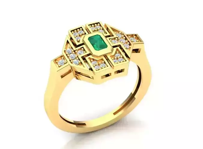 Emerald Elegant Ring with Diamond