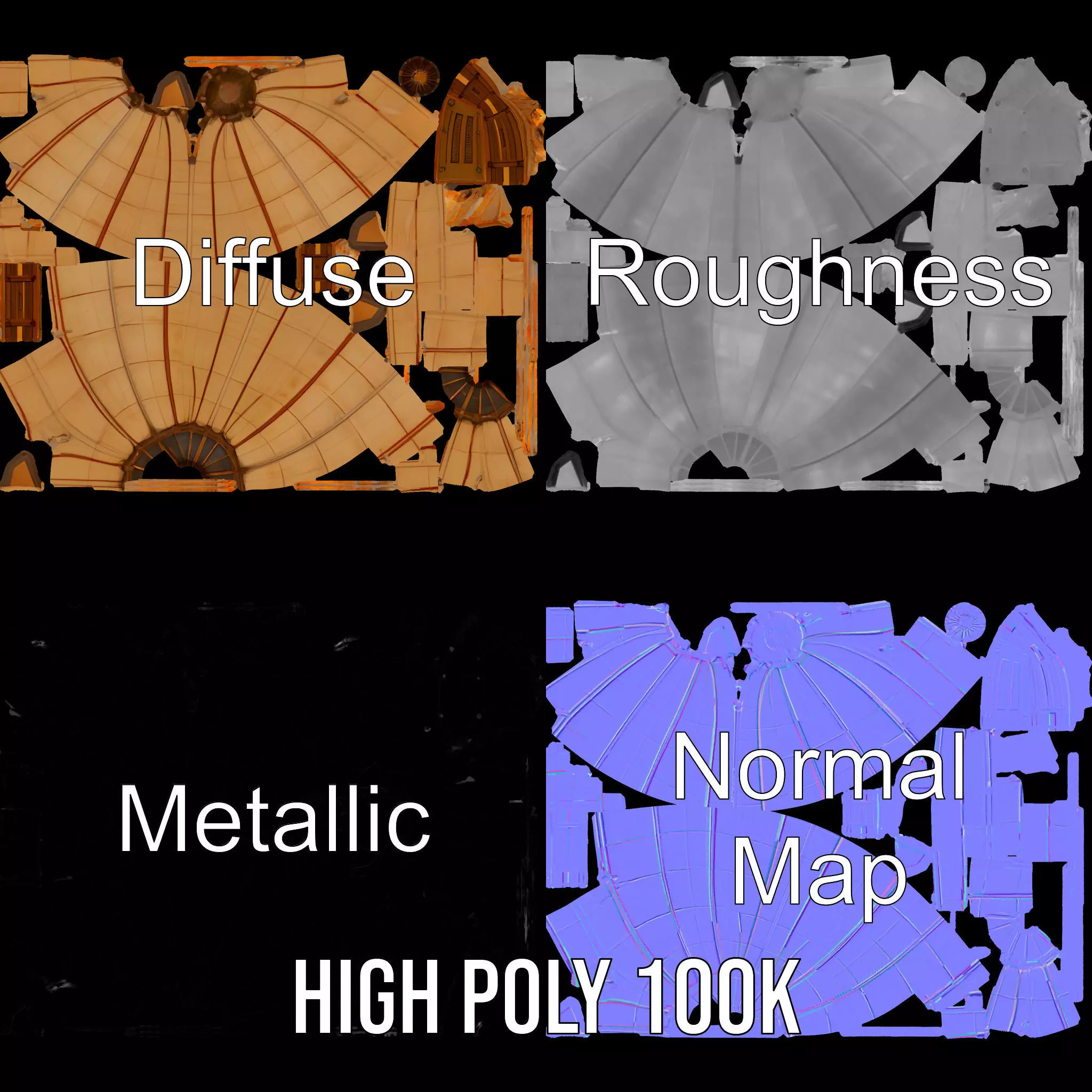 Vintage Airship model pack Low-poly 3D model_3