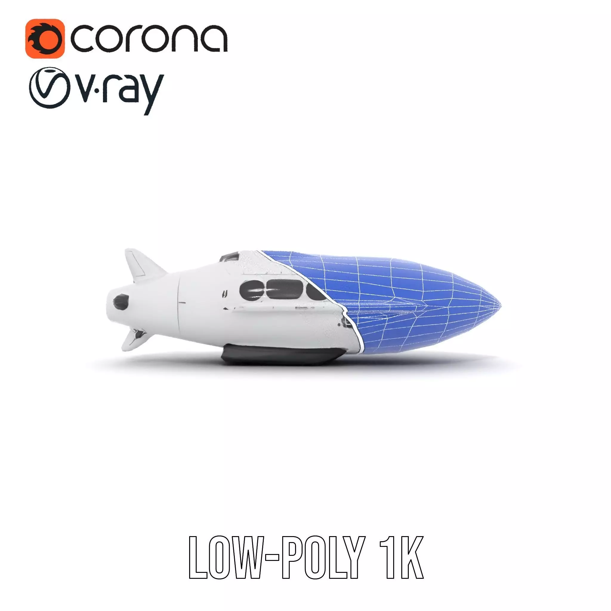 Sleek White Submarine model pack Low-poly 3D model_31