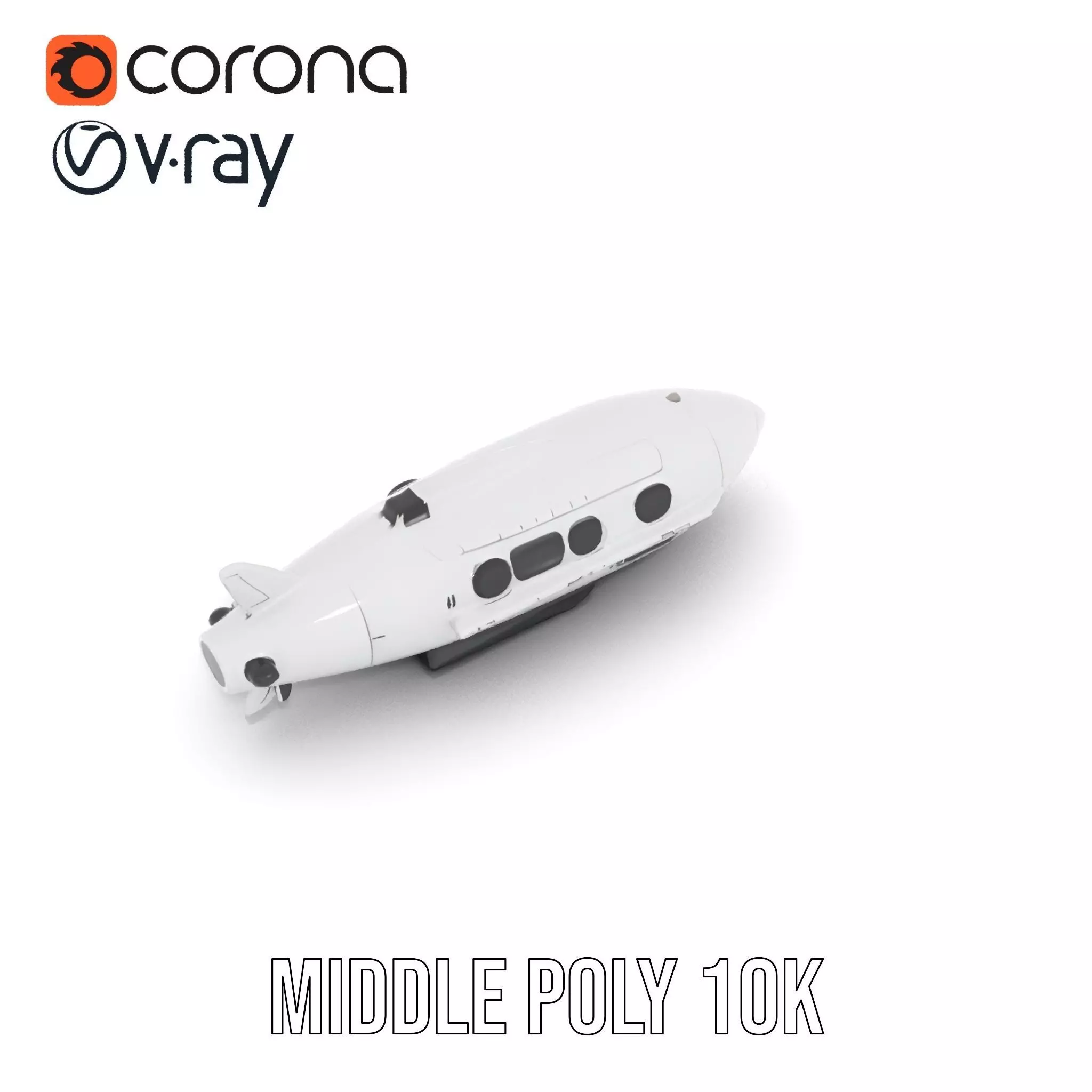 Sleek White Submarine model pack Low-poly 3D model_19