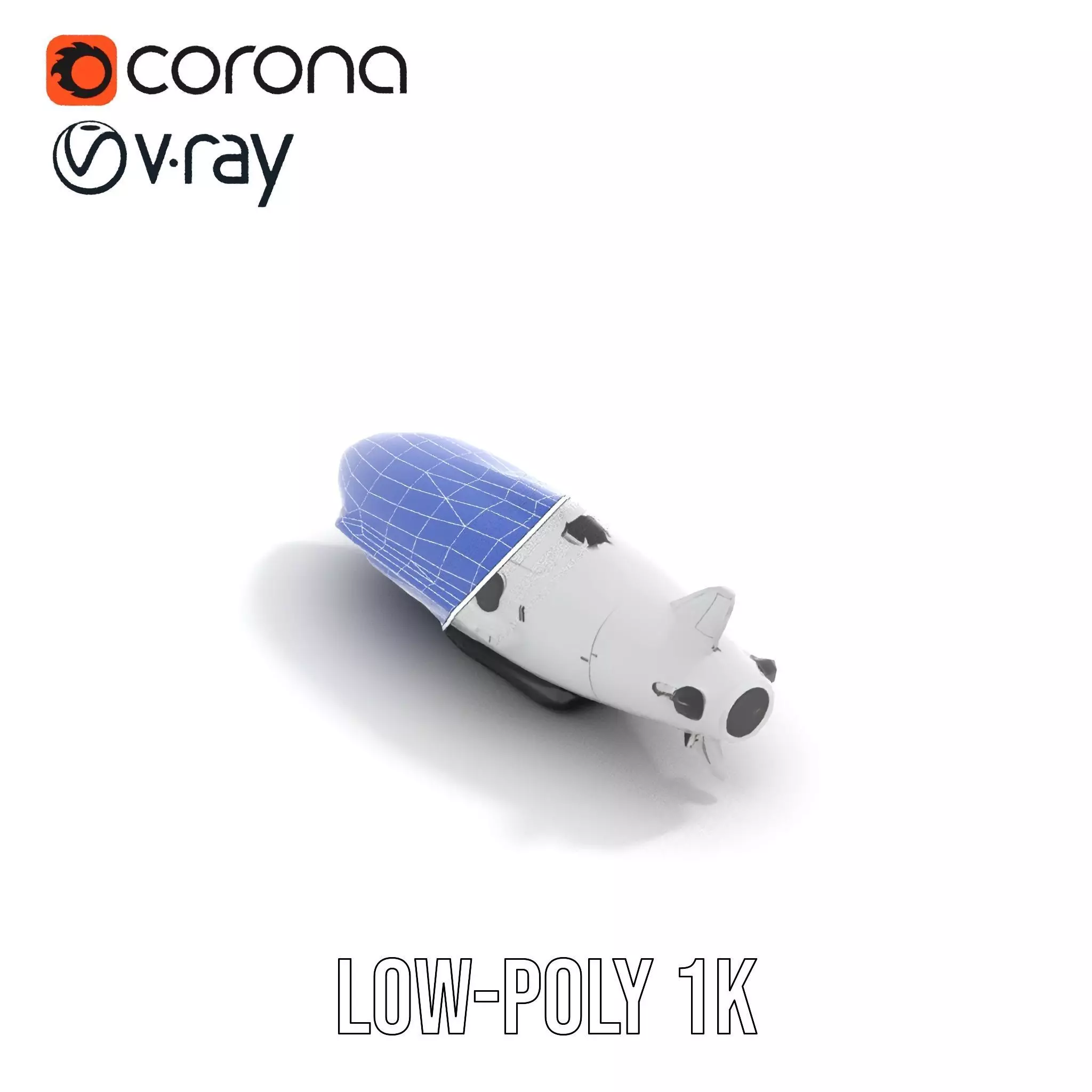 Sleek White Submarine model pack Low-poly 3D model_14