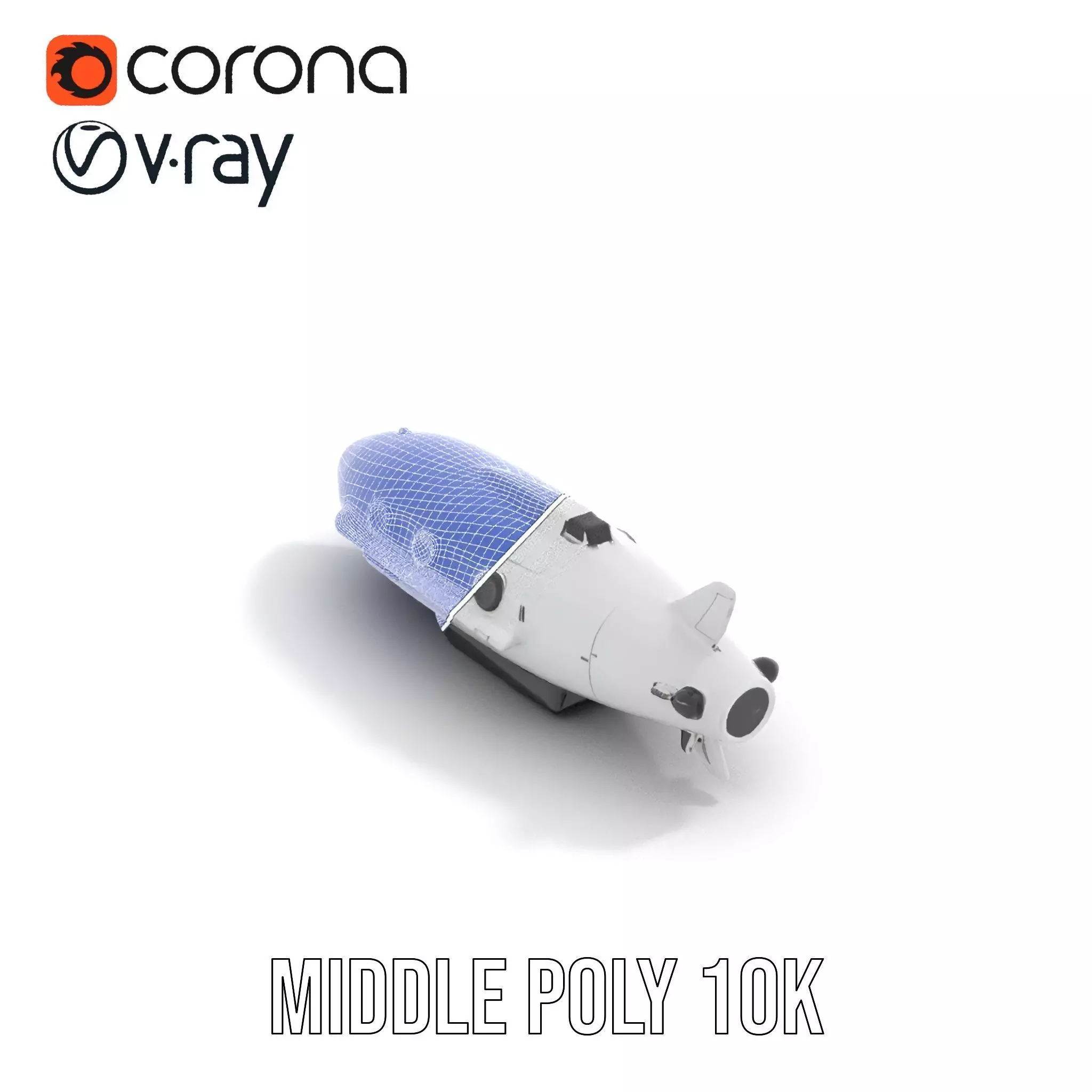 Sleek White Submarine model pack Low-poly 3D model_13