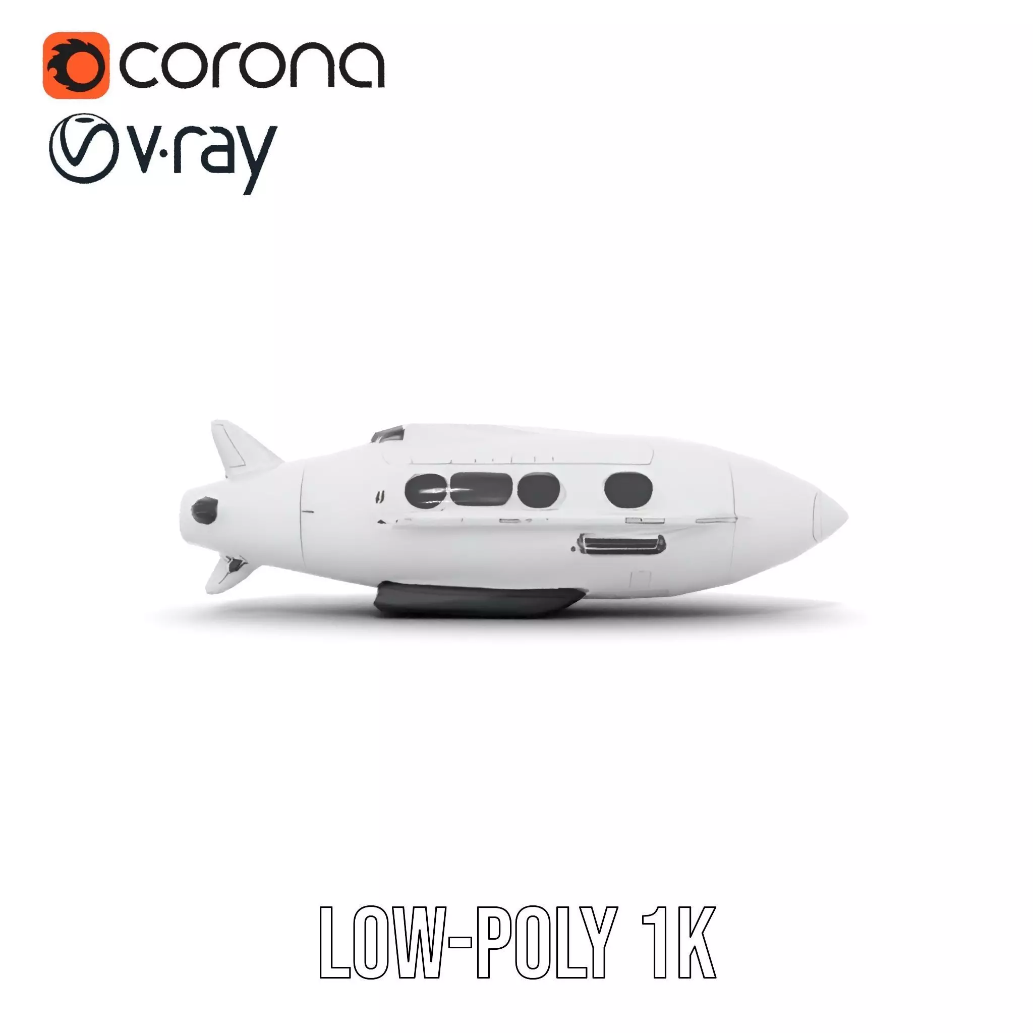 Sleek White Submarine model pack Low-poly 3D model_20