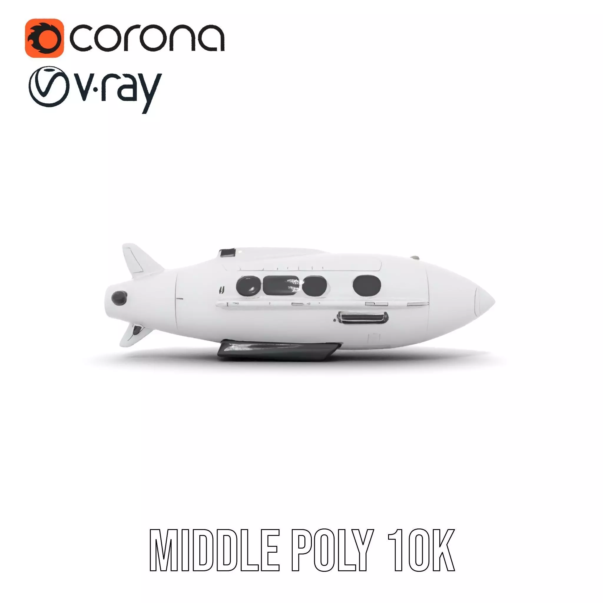 Sleek White Submarine model pack Low-poly 3D model_5
