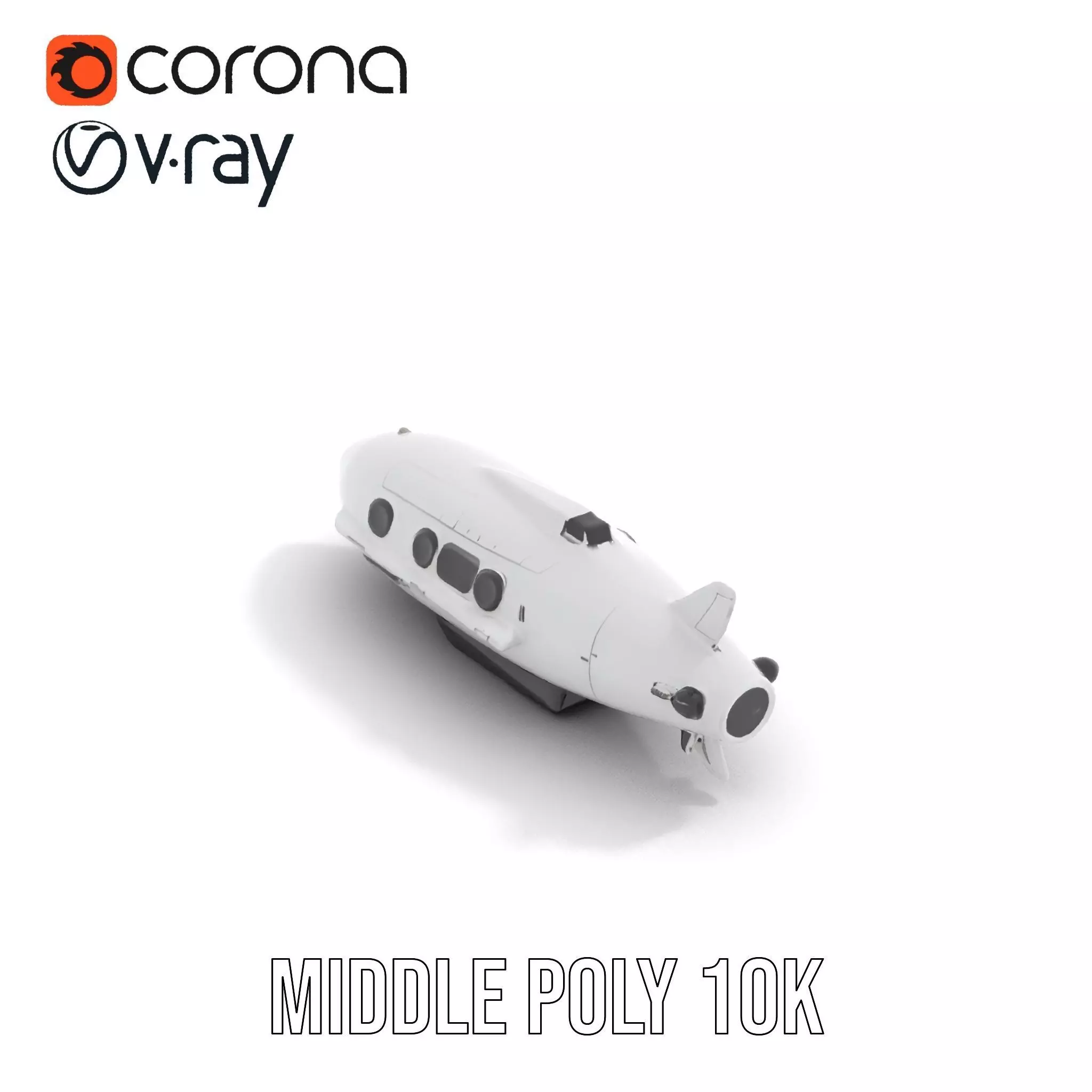 Sleek White Submarine model pack Low-poly 3D model_16