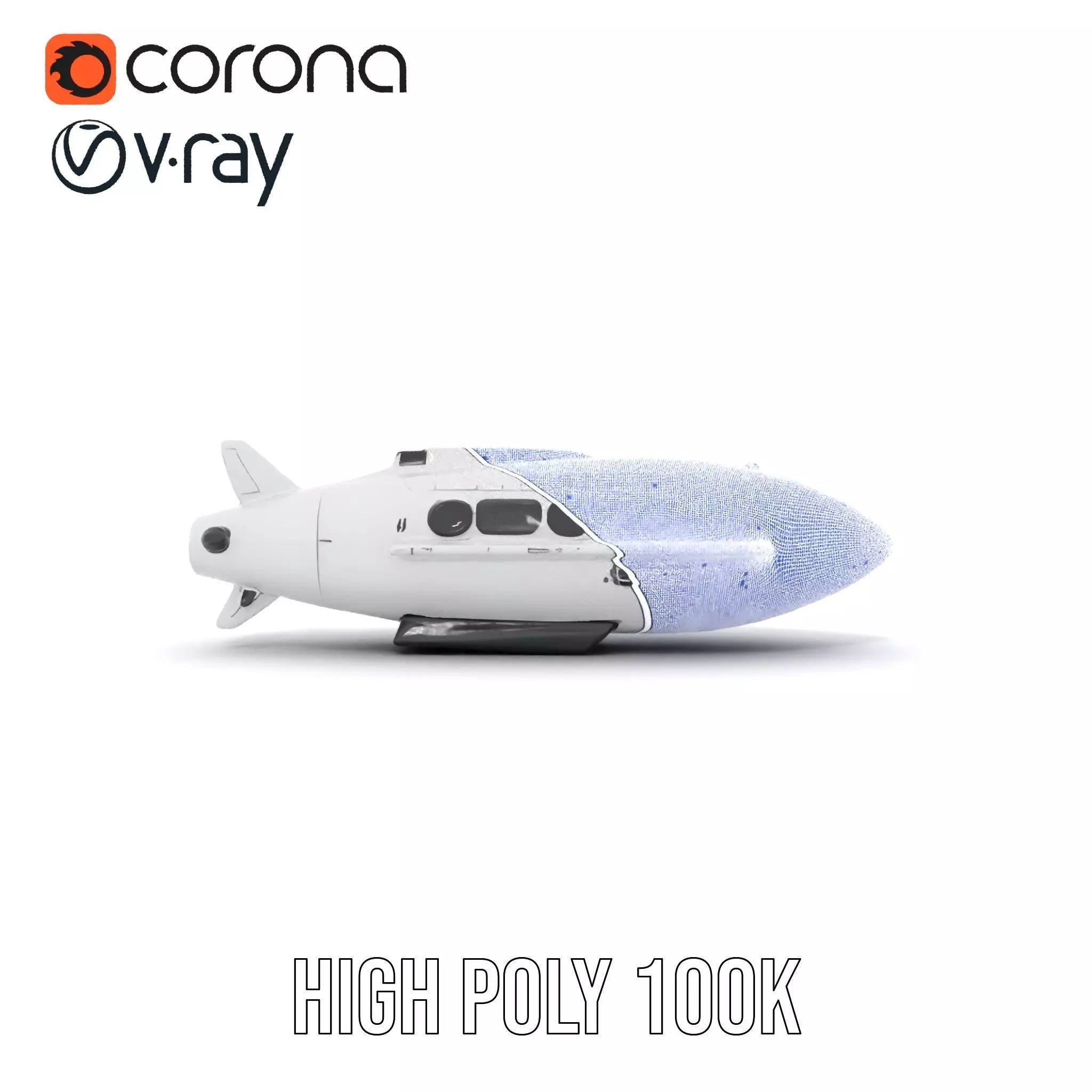 Sleek White Submarine model pack Low-poly 3D model_34