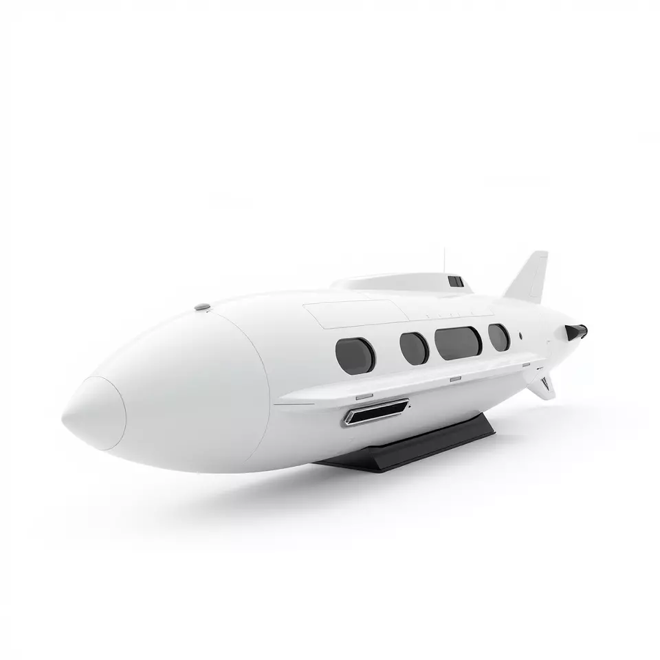 Sleek White Submarine model pack Low-poly 3D model_2