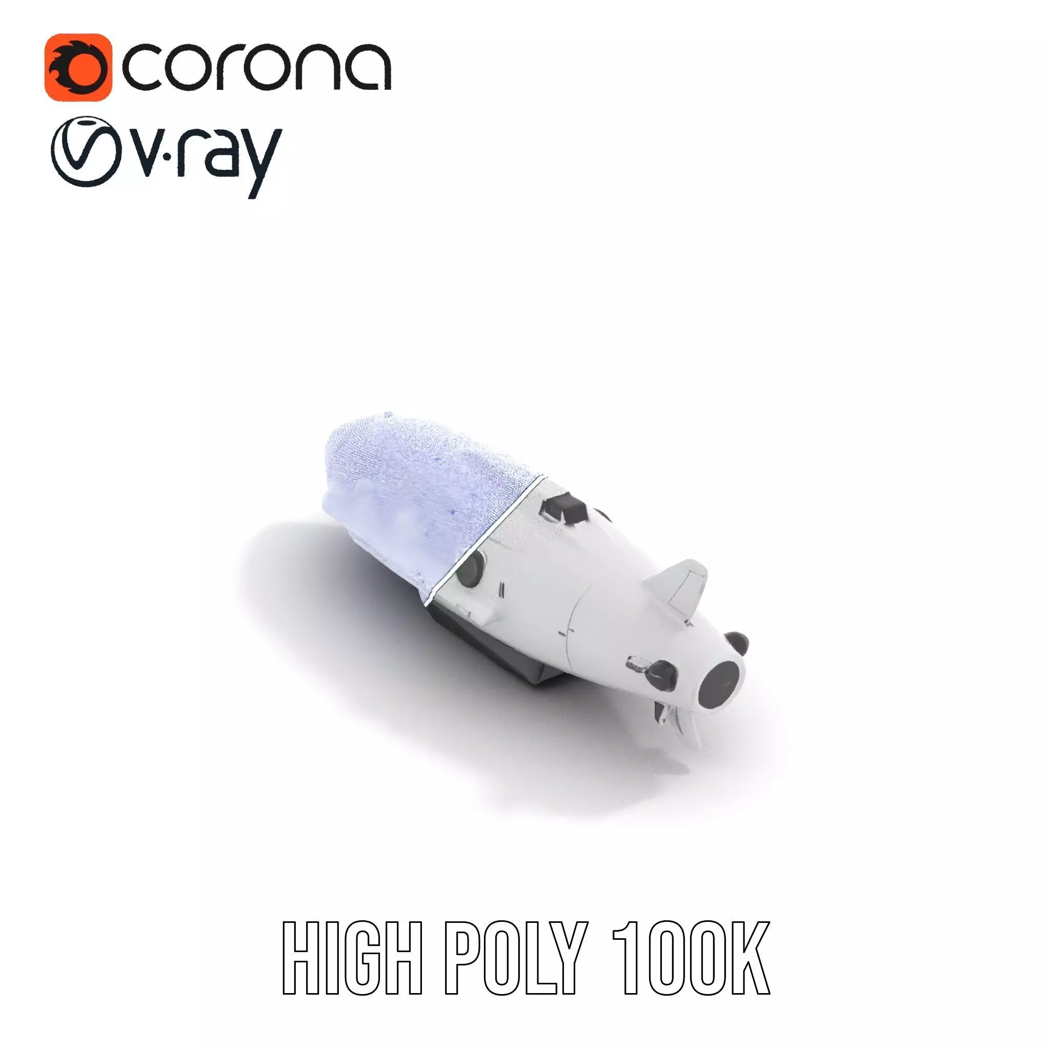 Sleek White Submarine model pack Low-poly 3D model_29