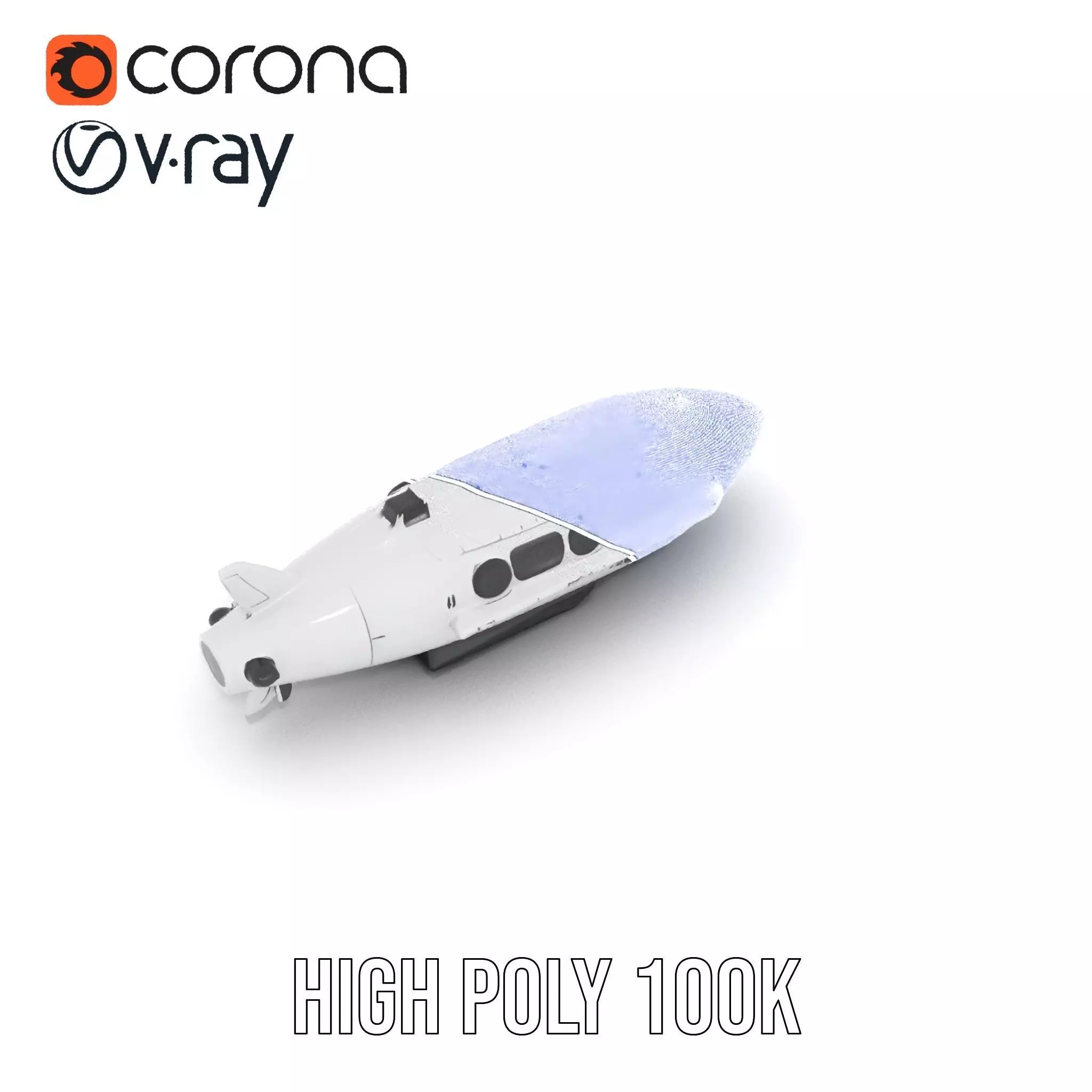 Sleek White Submarine model pack Low-poly 3D model_23