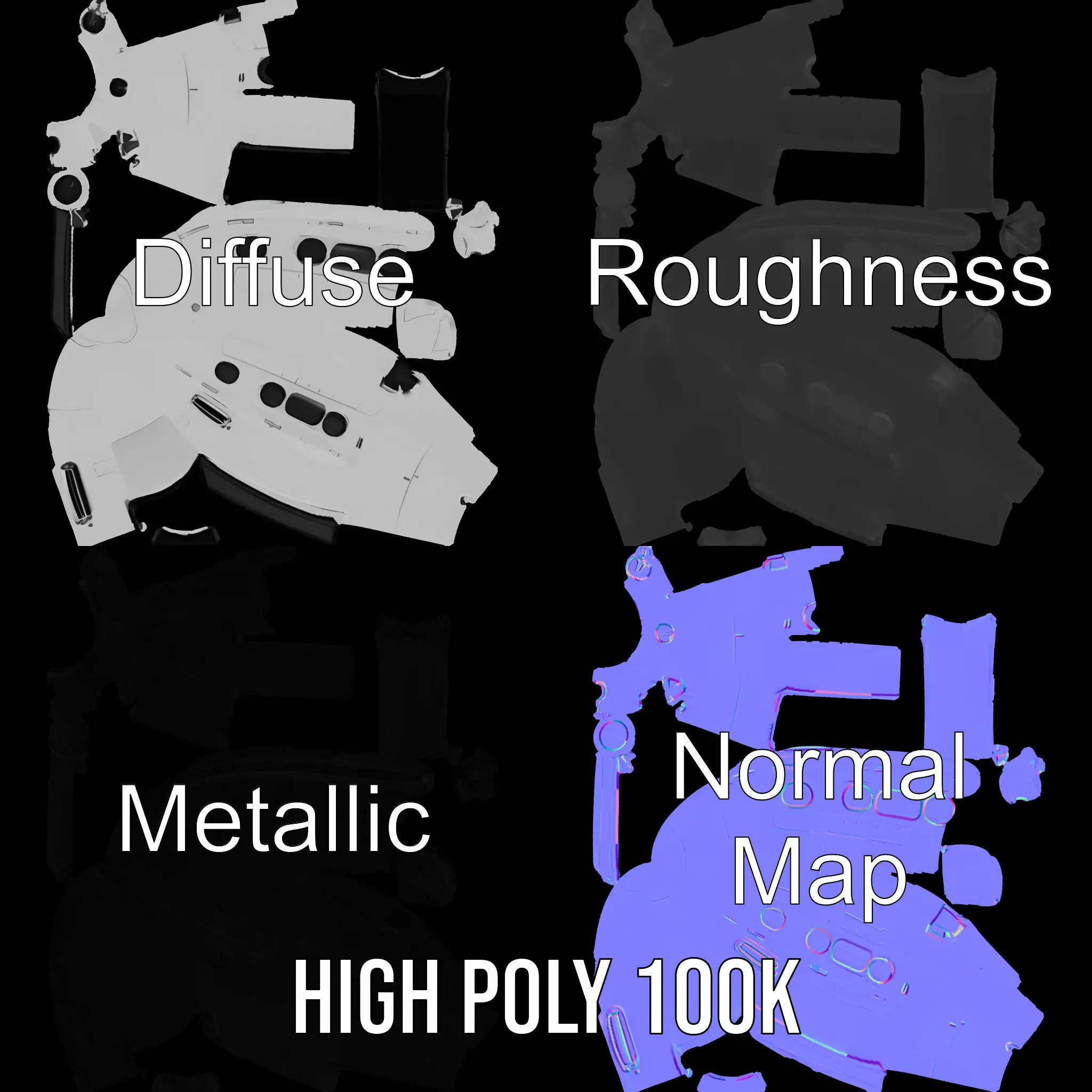 Sleek White Submarine model pack Low-poly 3D model_3