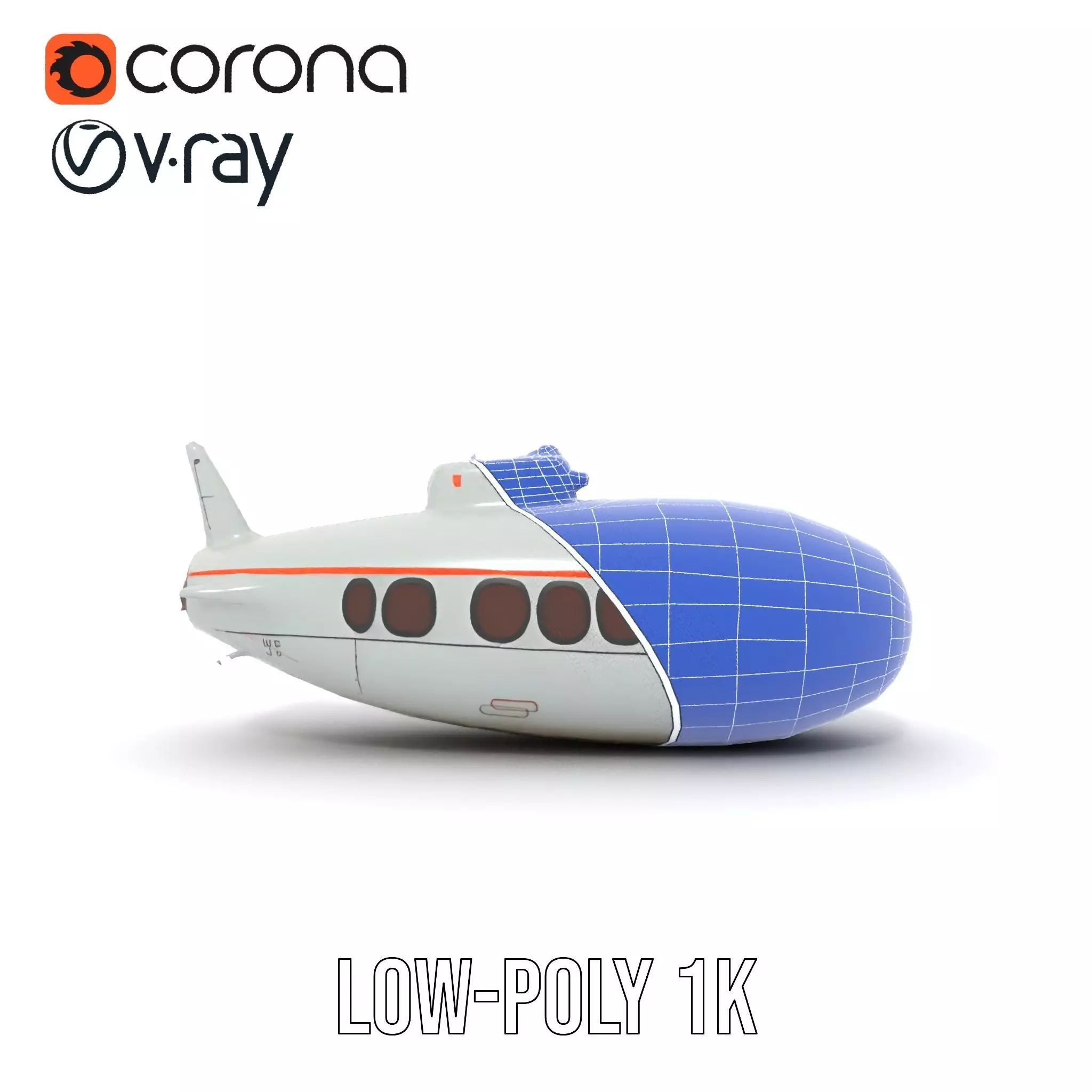 Futuristic Submarine model pack Low-poly 3D model_30