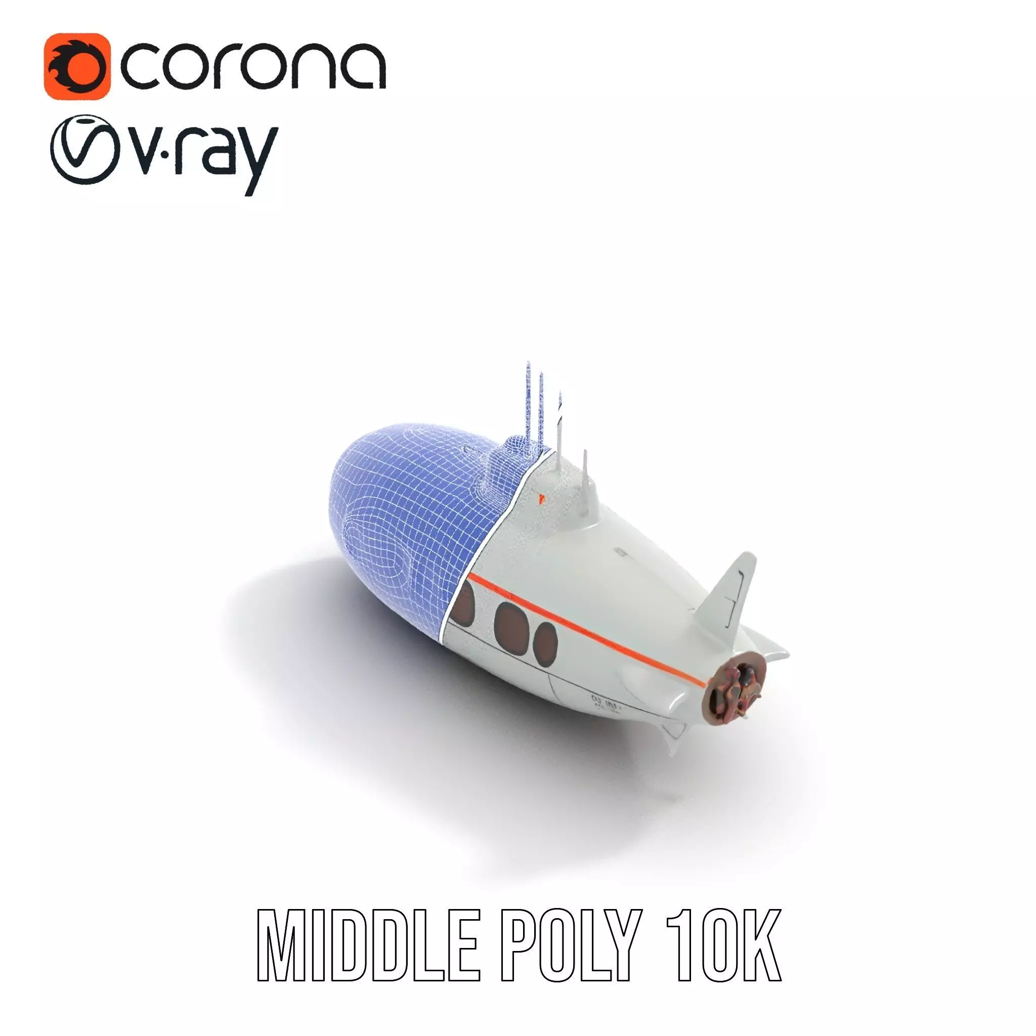 Futuristic Submarine model pack Low-poly 3D model_18