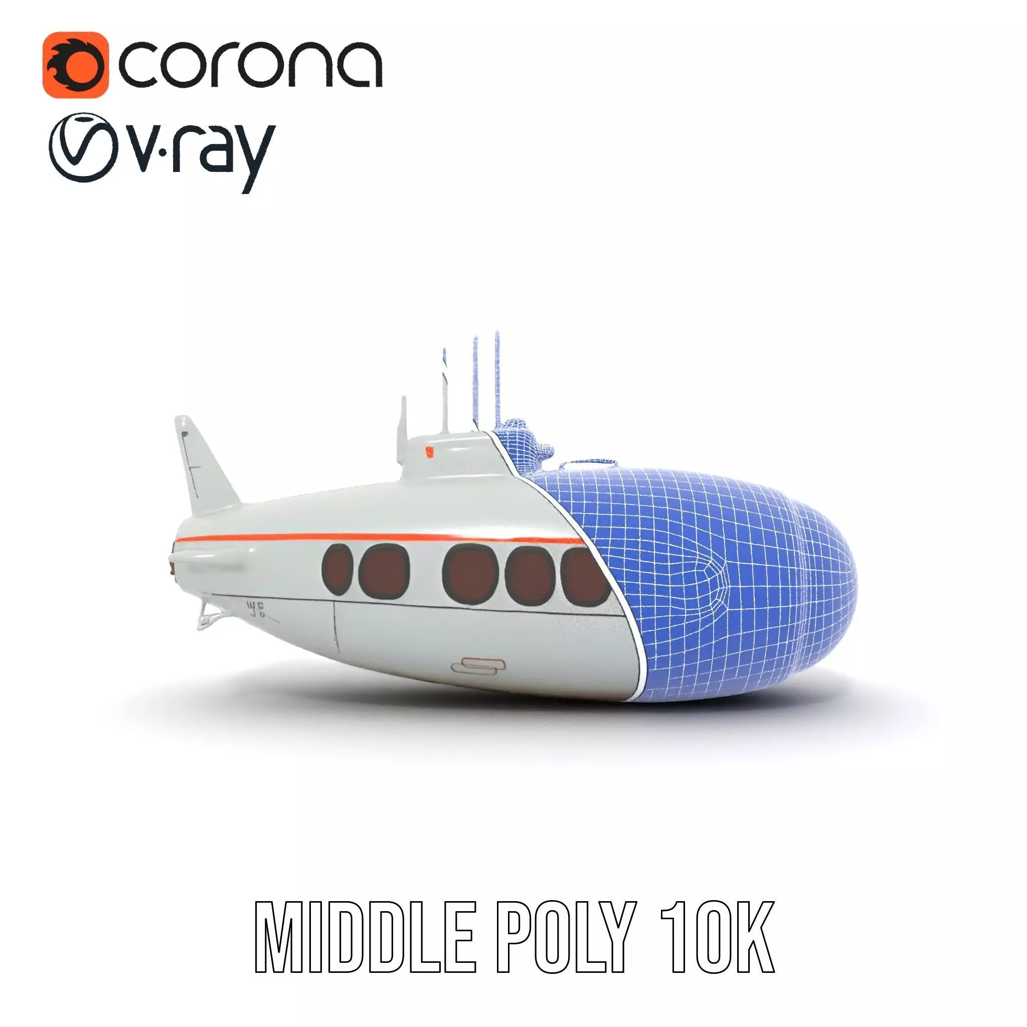 Futuristic Submarine model pack Low-poly 3D model_26