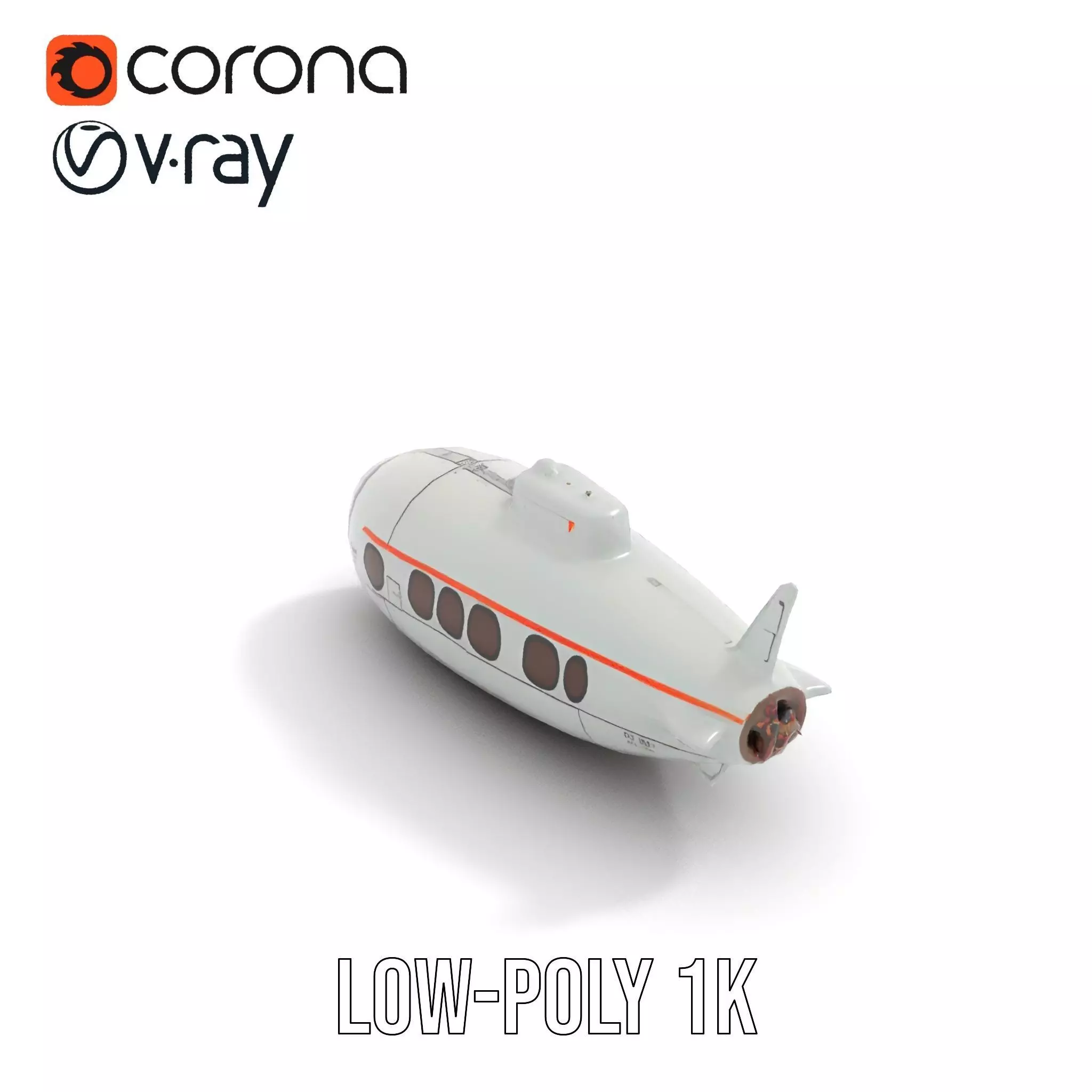 Futuristic Submarine model pack Low-poly 3D model_12