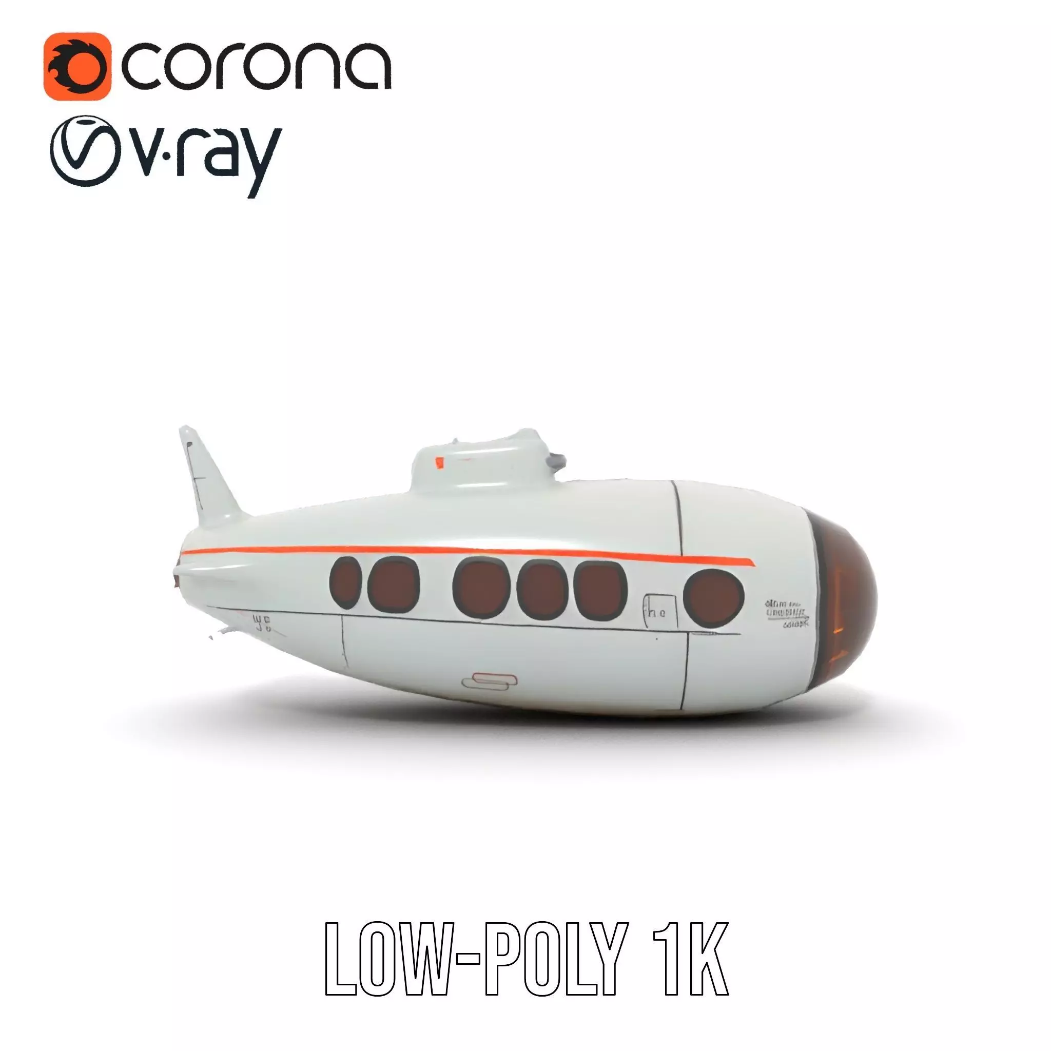 Futuristic Submarine model pack Low-poly 3D model_19