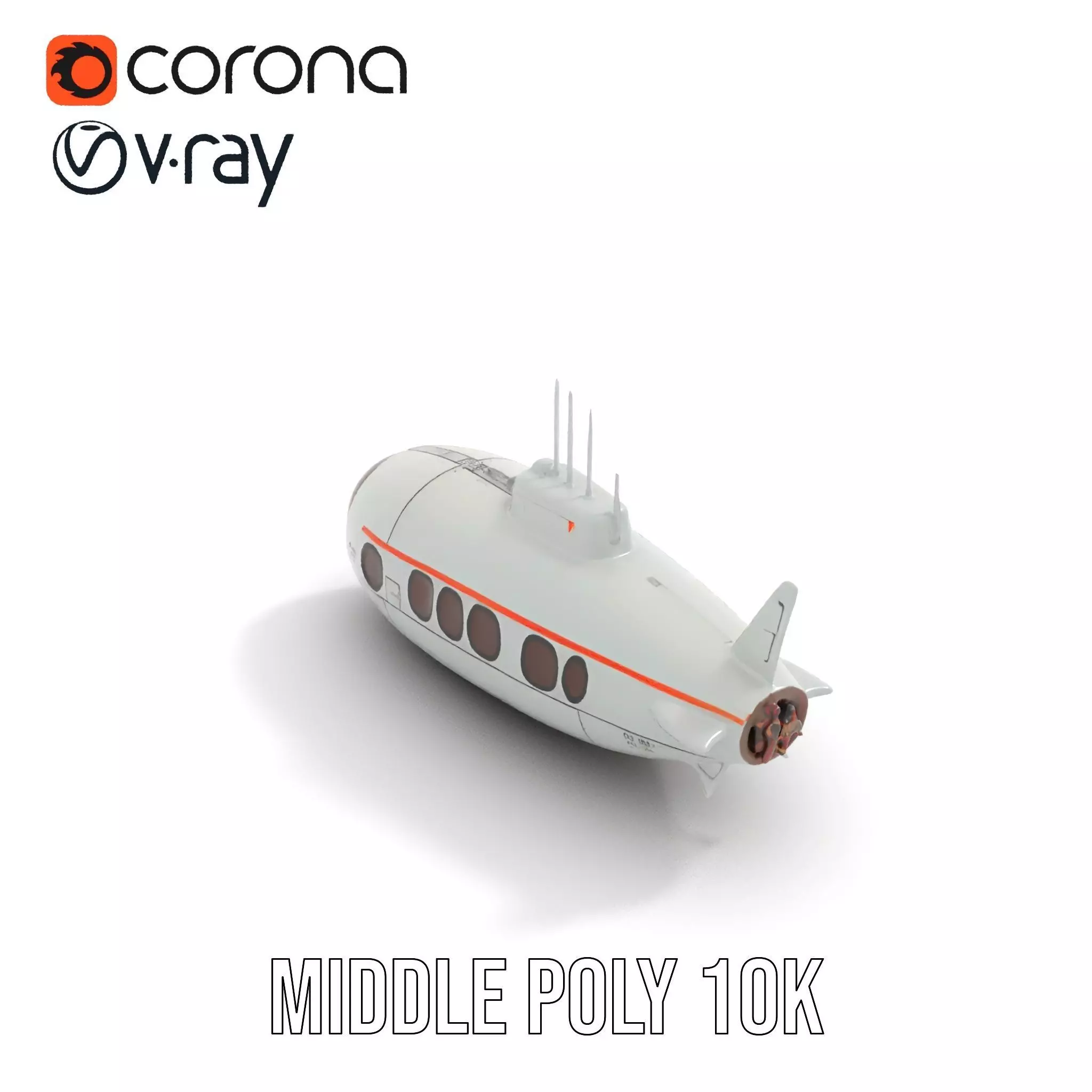 Futuristic Submarine model pack Low-poly 3D model_16