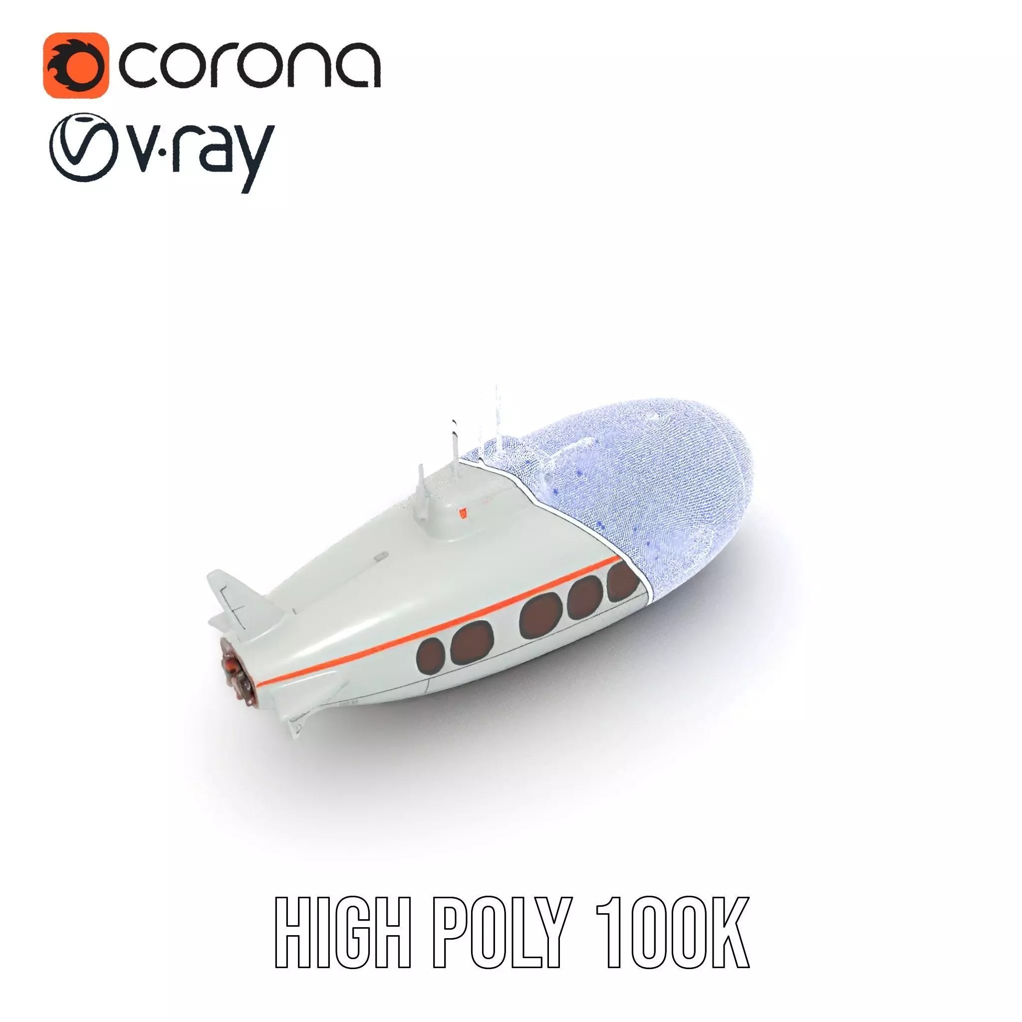 Futuristic Submarine model pack Low-poly 3D model_32