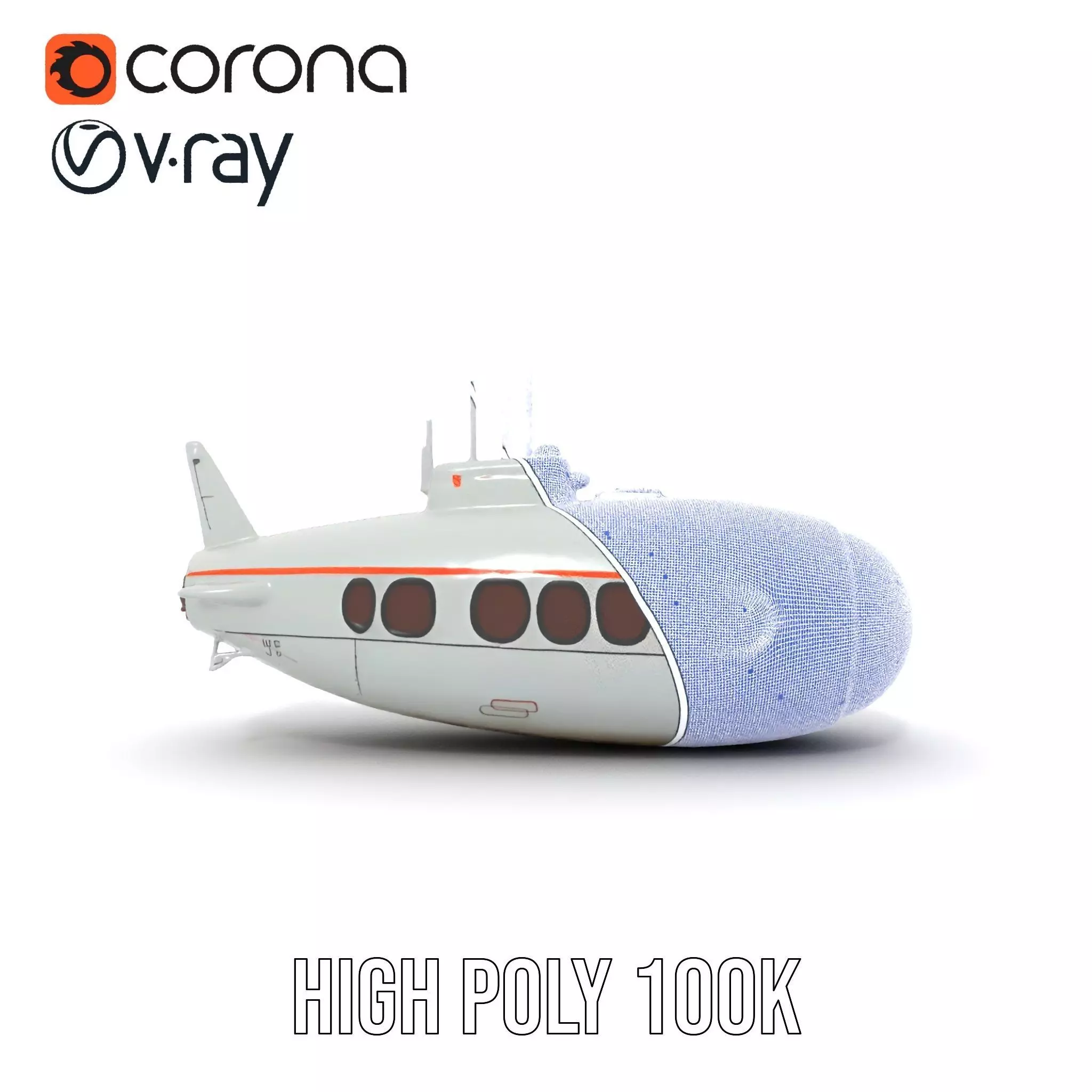 Futuristic Submarine model pack Low-poly 3D model_33