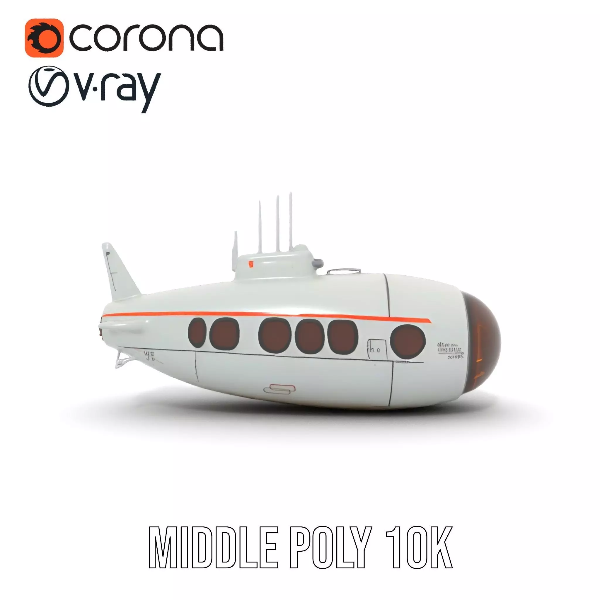 Futuristic Submarine model pack Low-poly 3D model_5